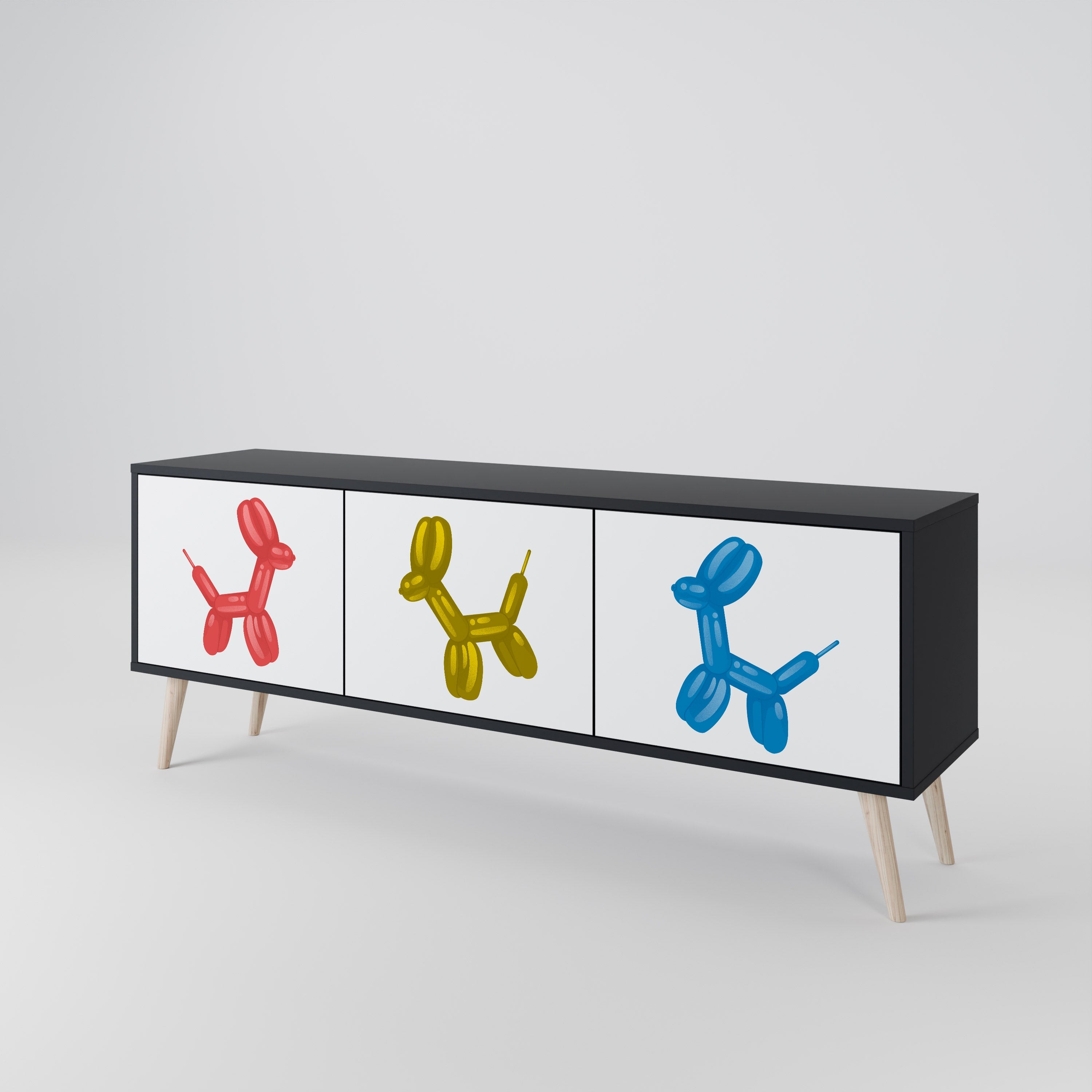 Meuble TV 3 portes CHILDHOOD MEMORY en finition noire