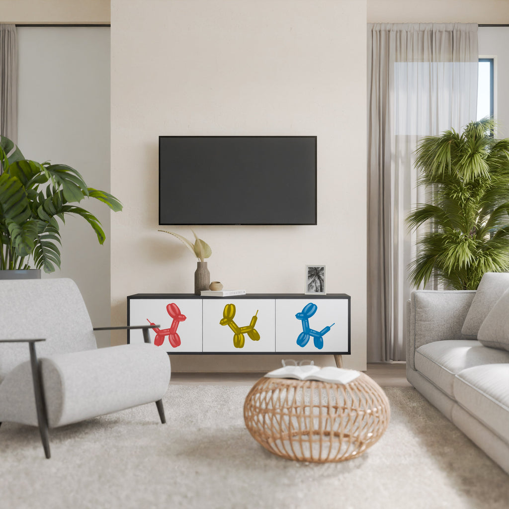 Meuble TV 3 portes CHILDHOOD MEMORY en finition noire