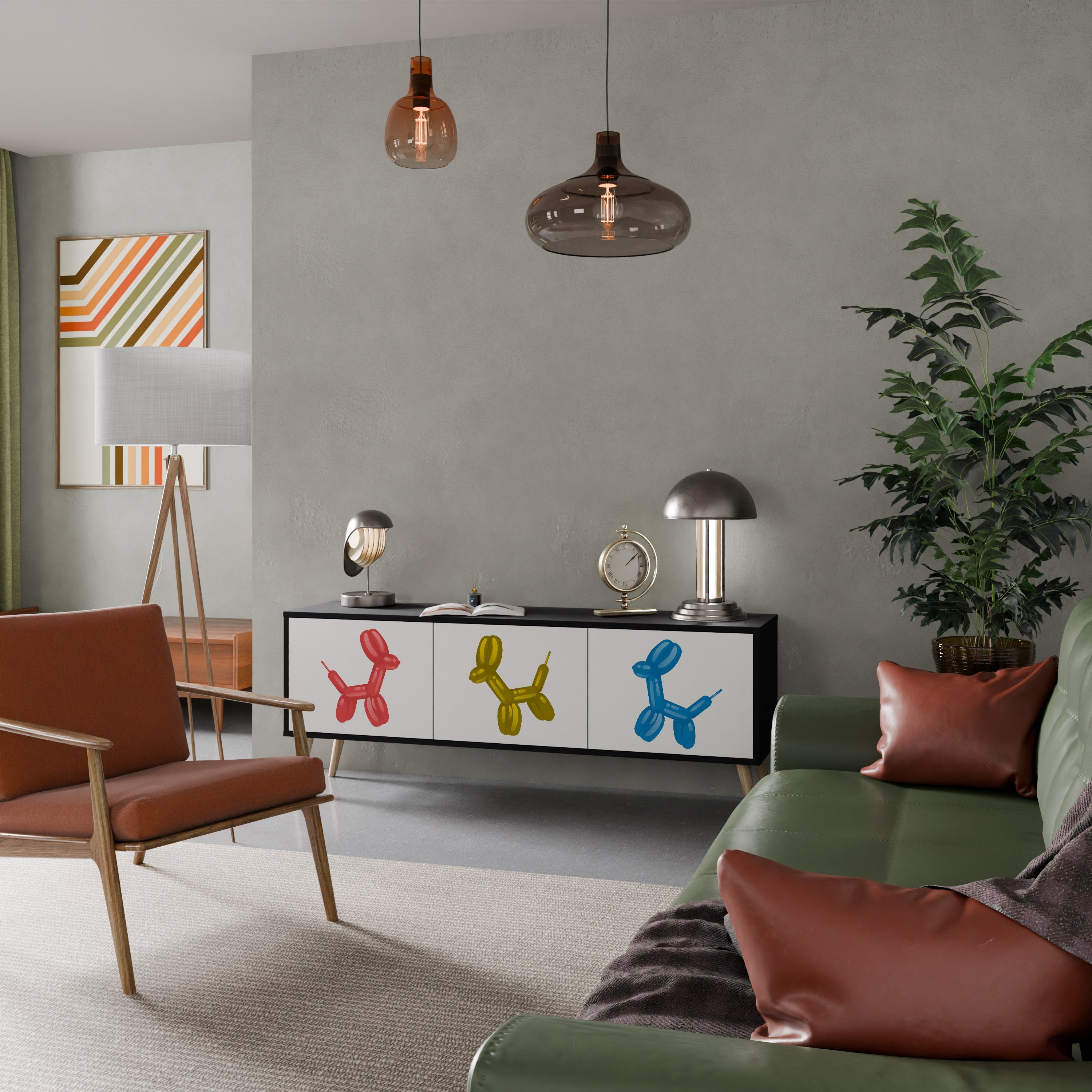 Meuble TV 3 portes CHILDHOOD MEMORY en finition noire