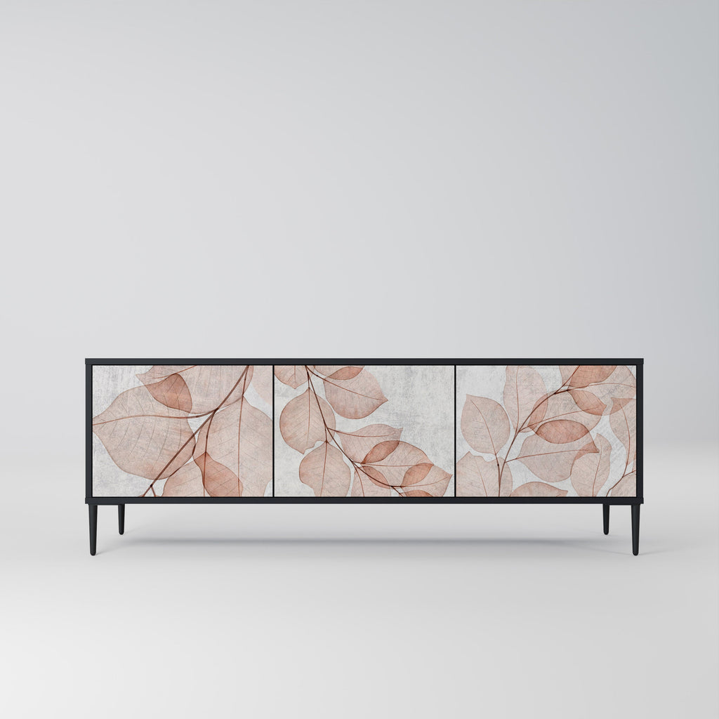 Meuble TV 3 portes AUTUMN FRAGILITY, finition noire