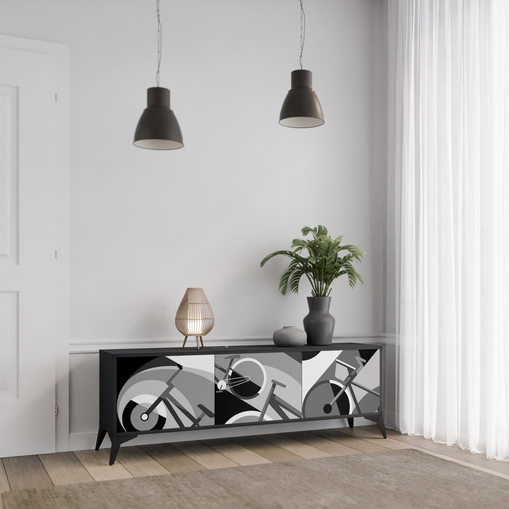 Meuble TV 3 portes BIKE ENERGY finition noire