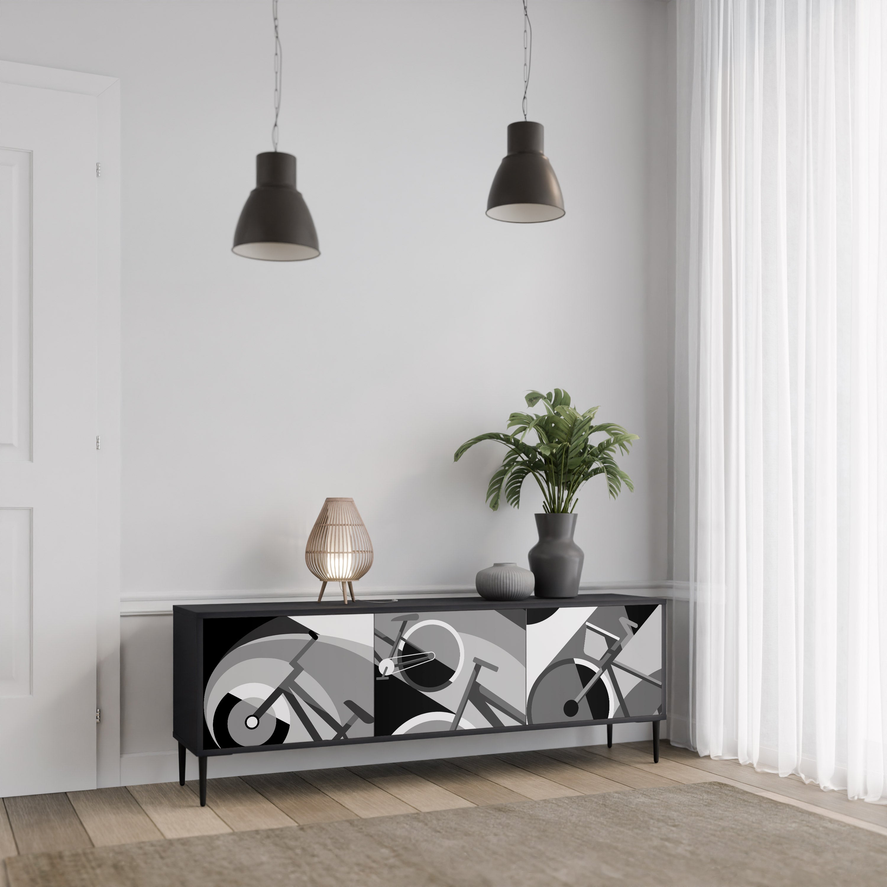 Meuble TV 3 portes BIKE ENERGY finition noire