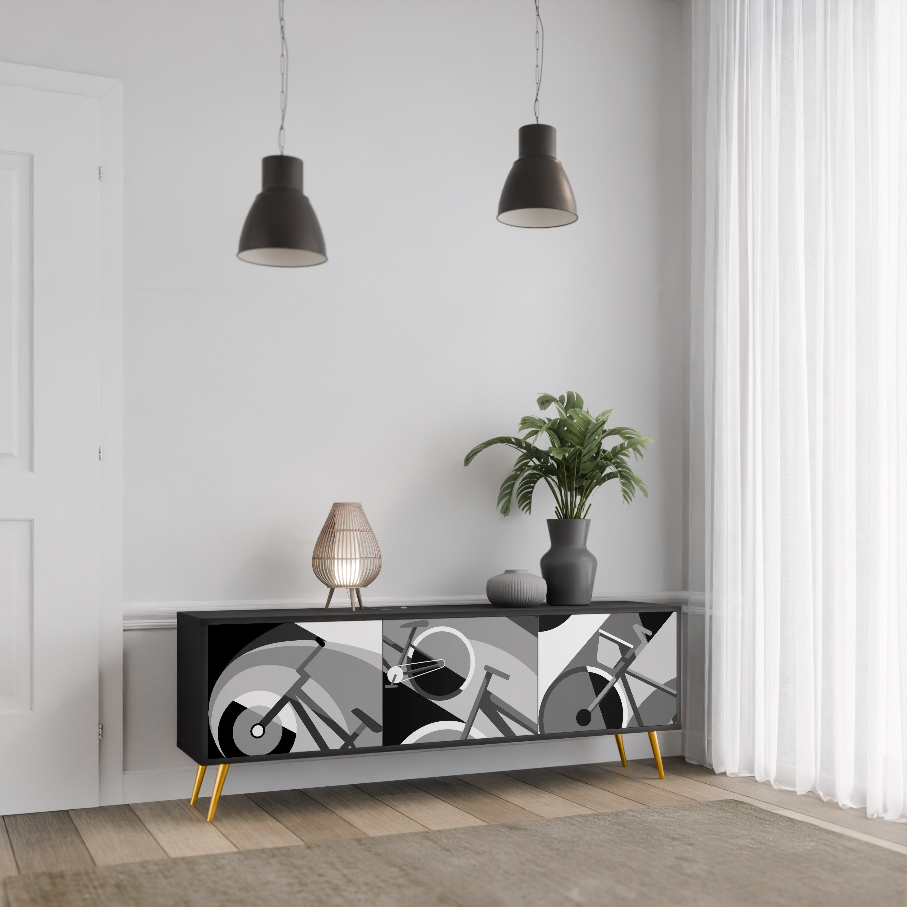 Meuble TV 3 portes BIKE ENERGY finition noire