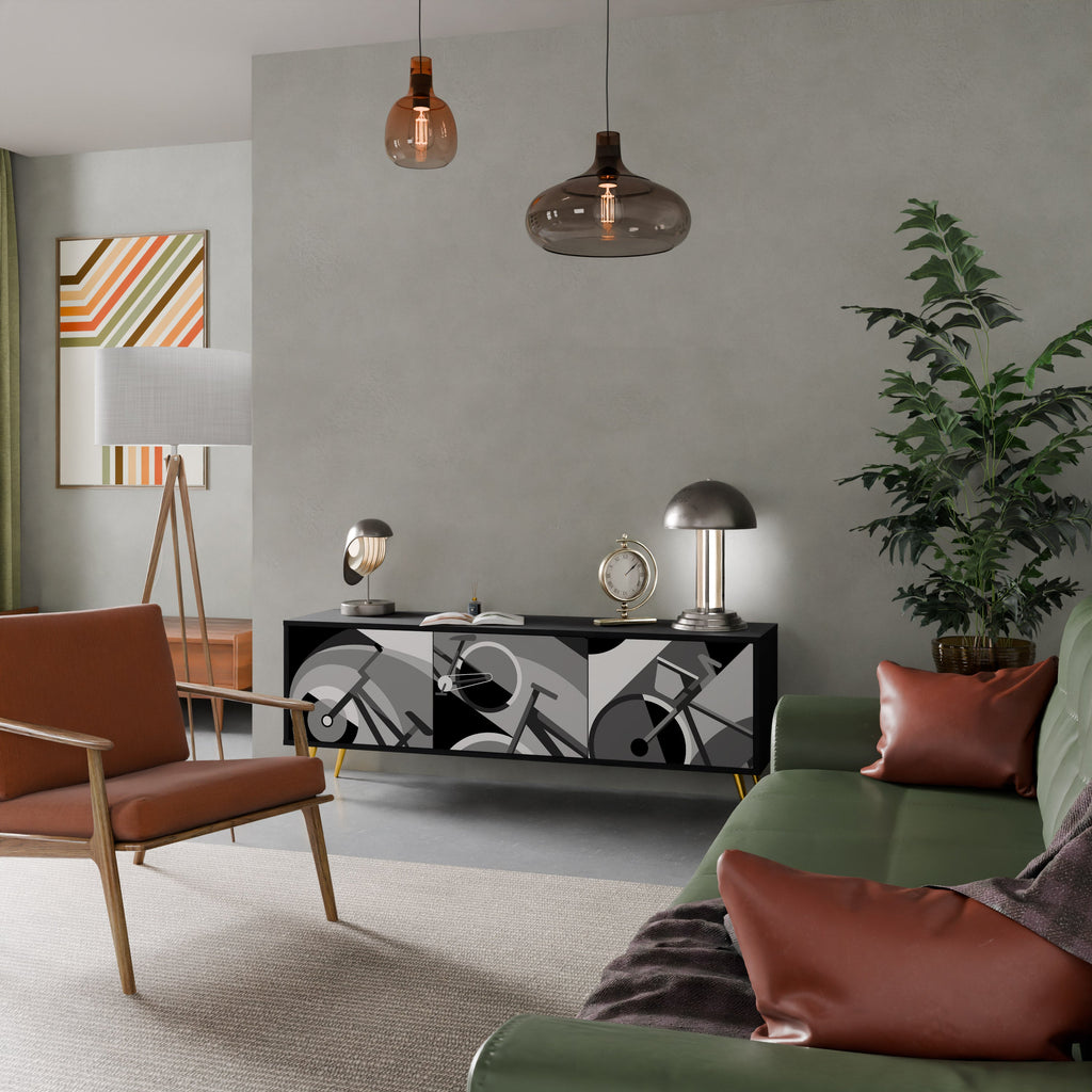 Meuble TV 3 portes BIKE ENERGY finition noire