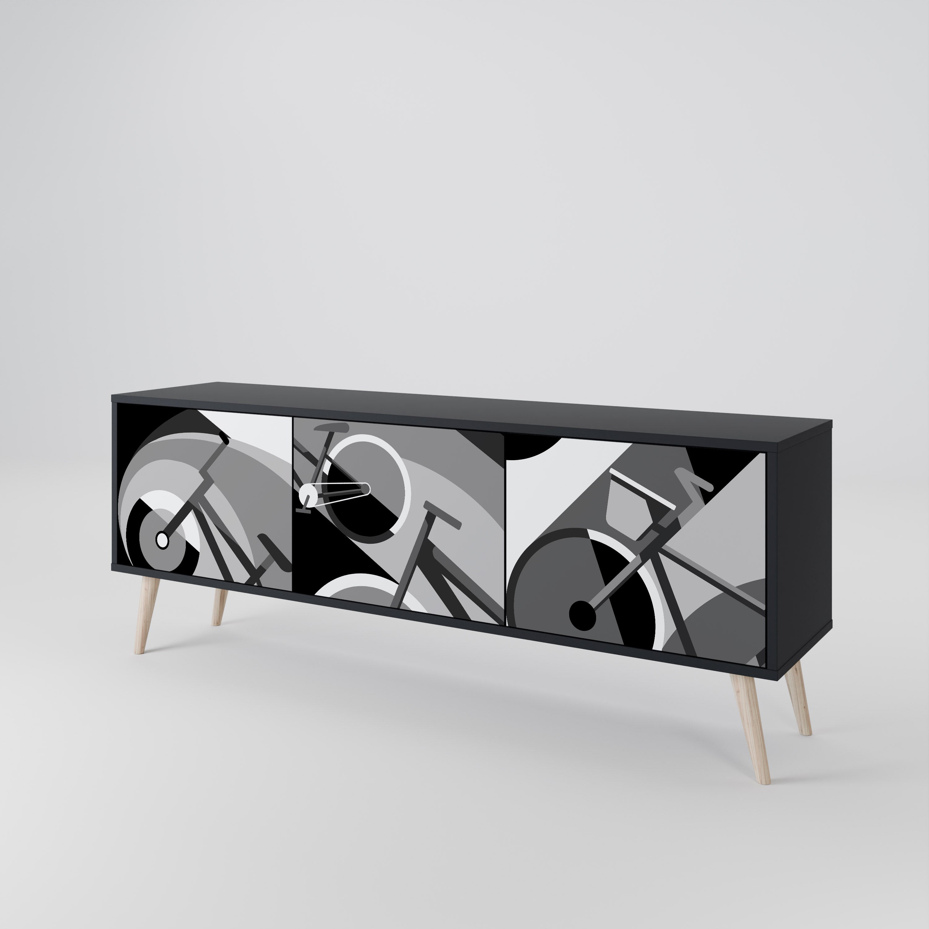 Meuble TV 3 portes BIKE ENERGY finition noire