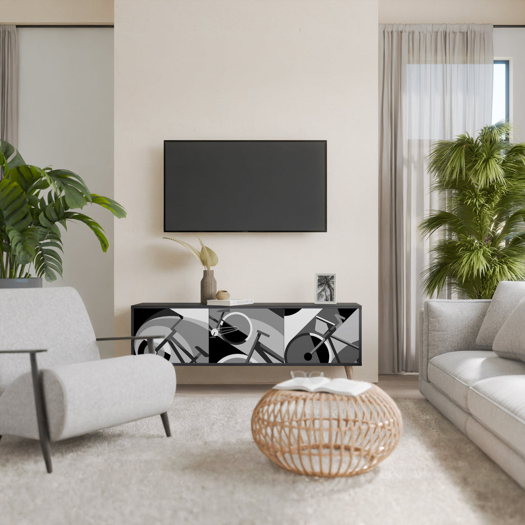 Meuble TV 3 portes BIKE ENERGY finition noire