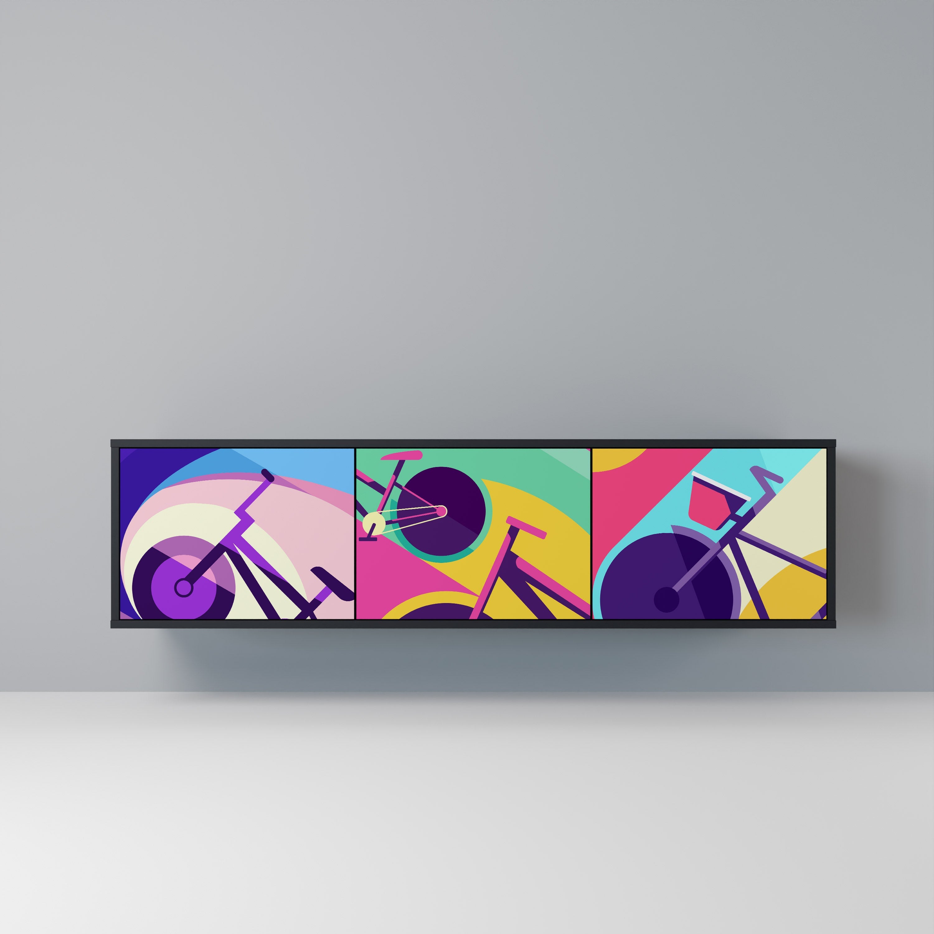 Meuble TV 3 portes BIKE DREAMS finition noire