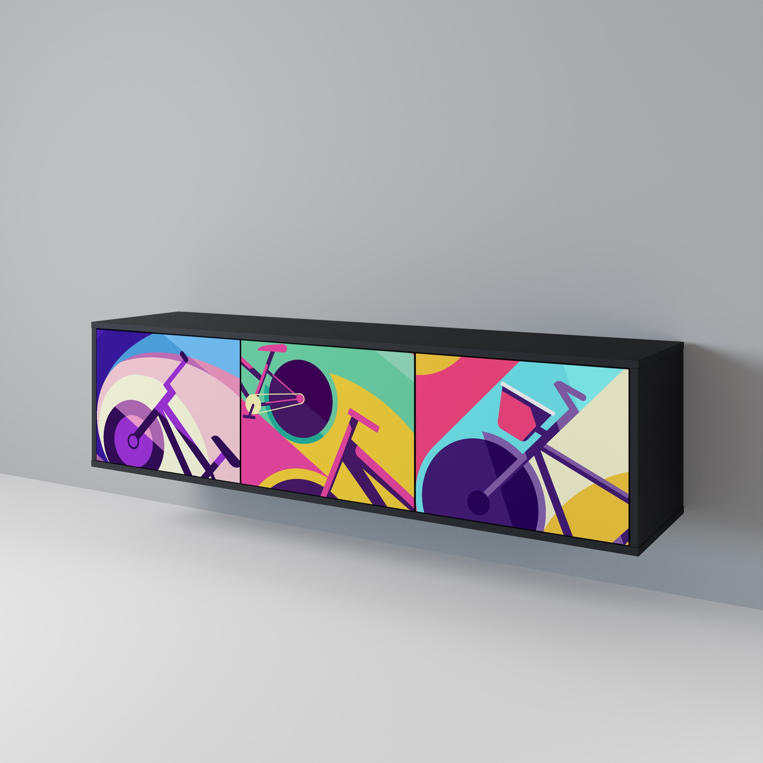 Meuble TV 3 portes BIKE DREAMS finition noire