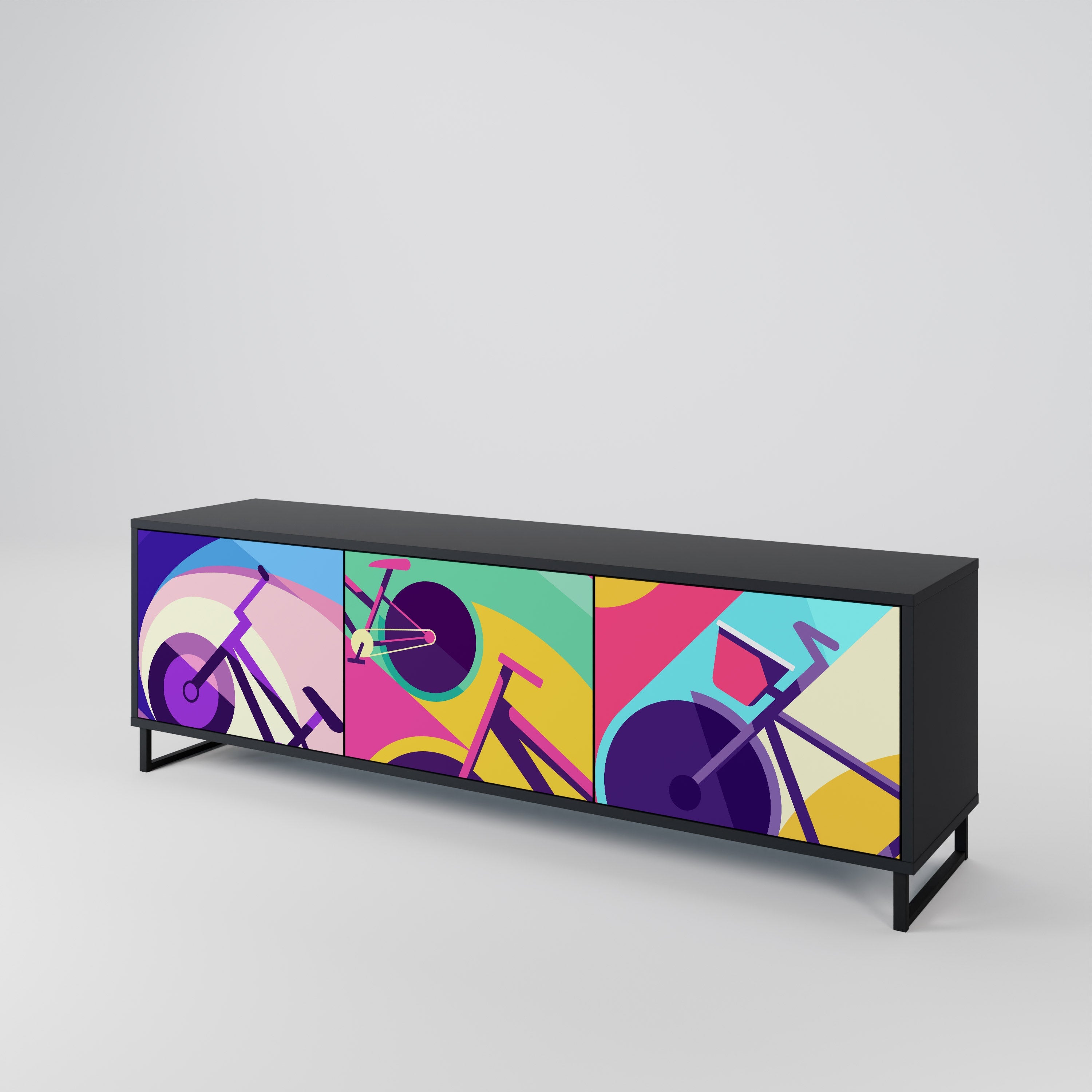 Meuble TV 3 portes BIKE DREAMS finition noire