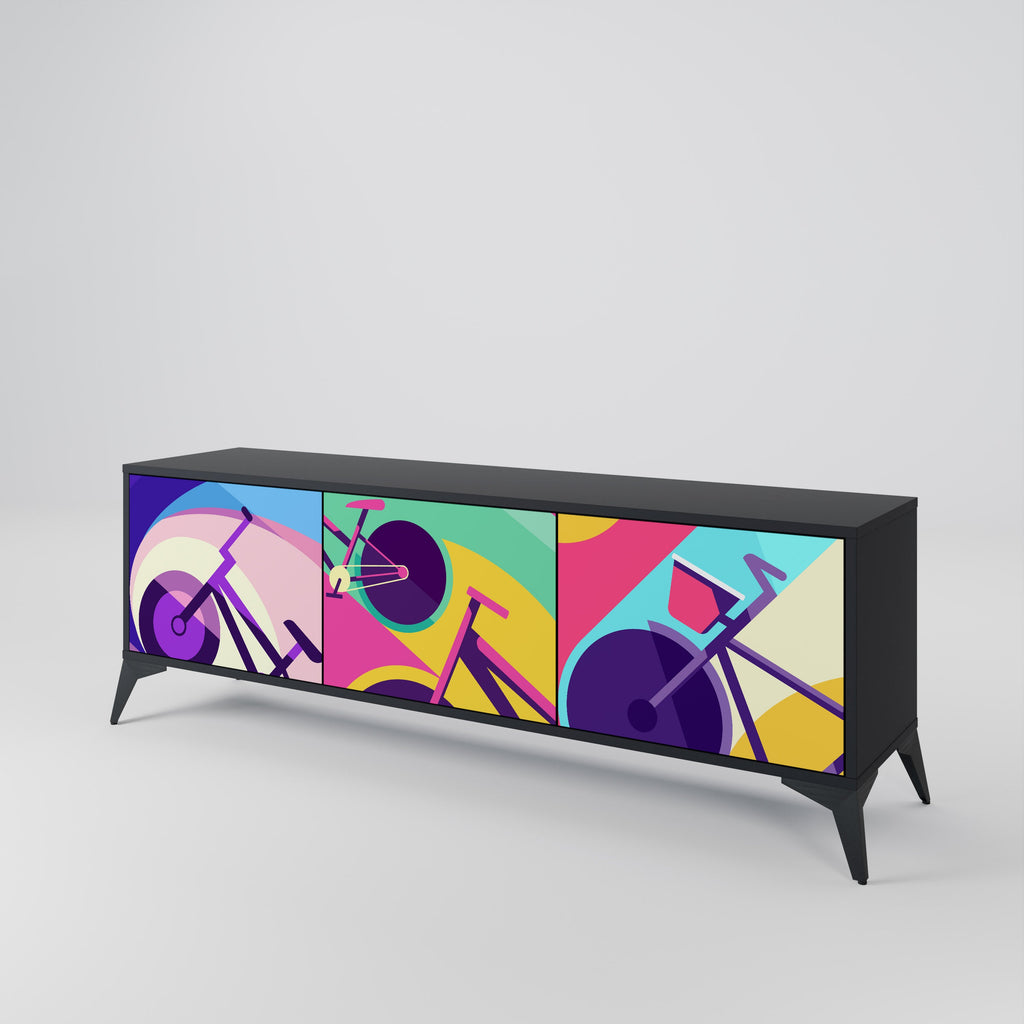 Meuble TV 3 portes BIKE DREAMS finition noire