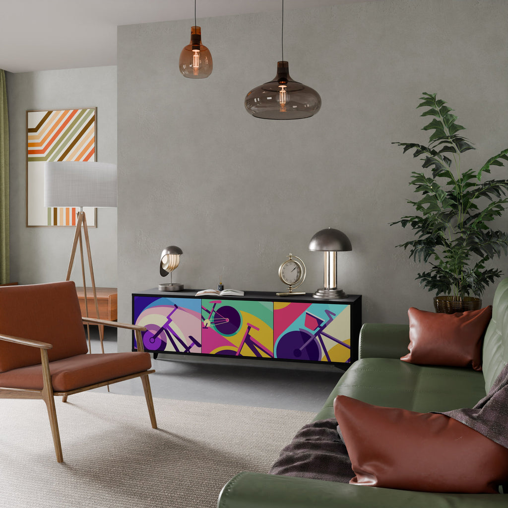 Meuble TV 3 portes BIKE DREAMS finition noire