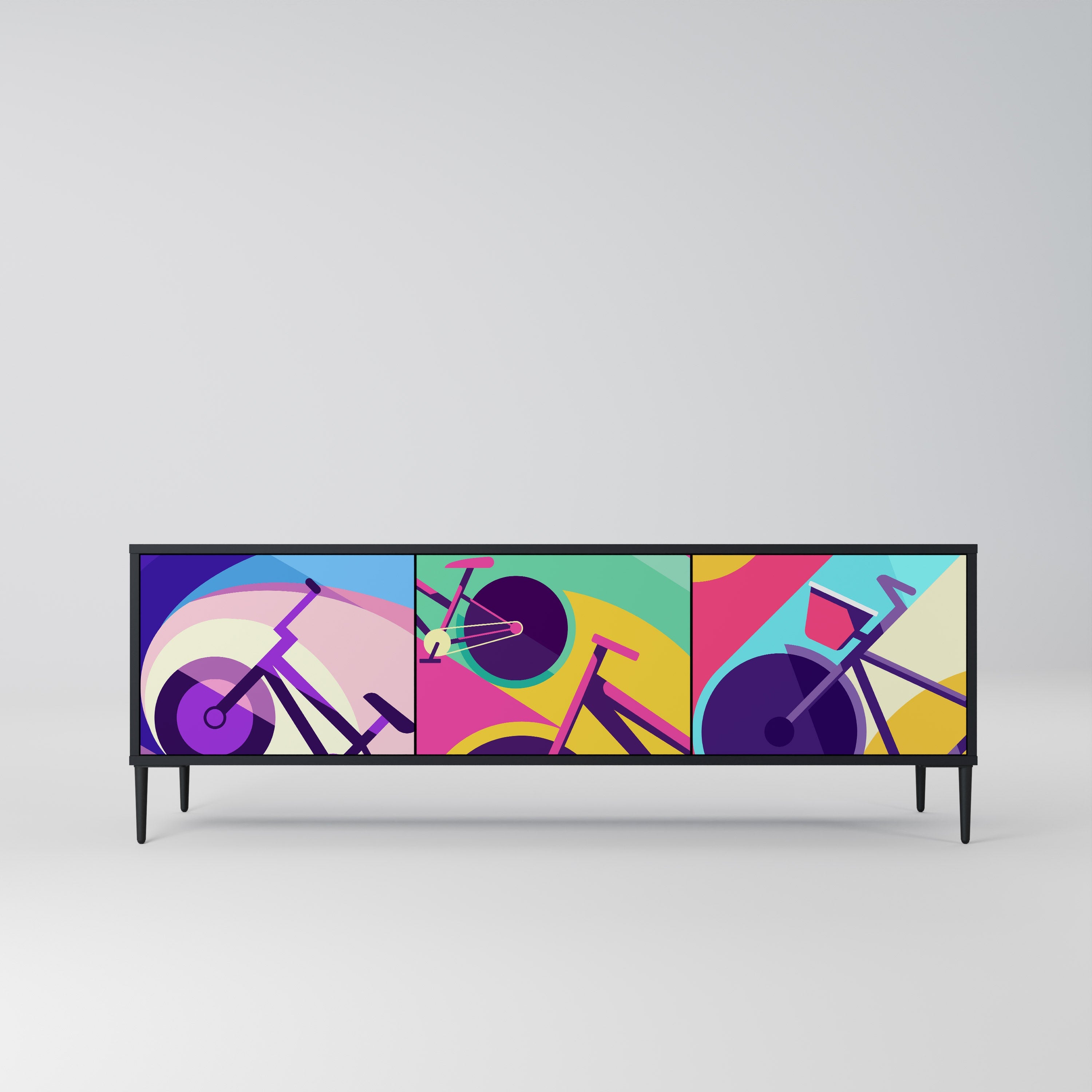 Meuble TV 3 portes BIKE DREAMS finition noire