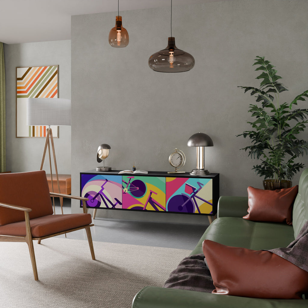 Meuble TV 3 portes BIKE DREAMS finition noire