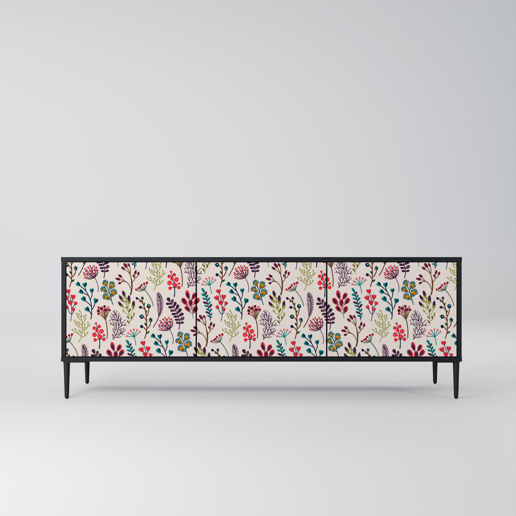 Meuble TV 3 portes AUTUMN SUNDRIES, finition noire