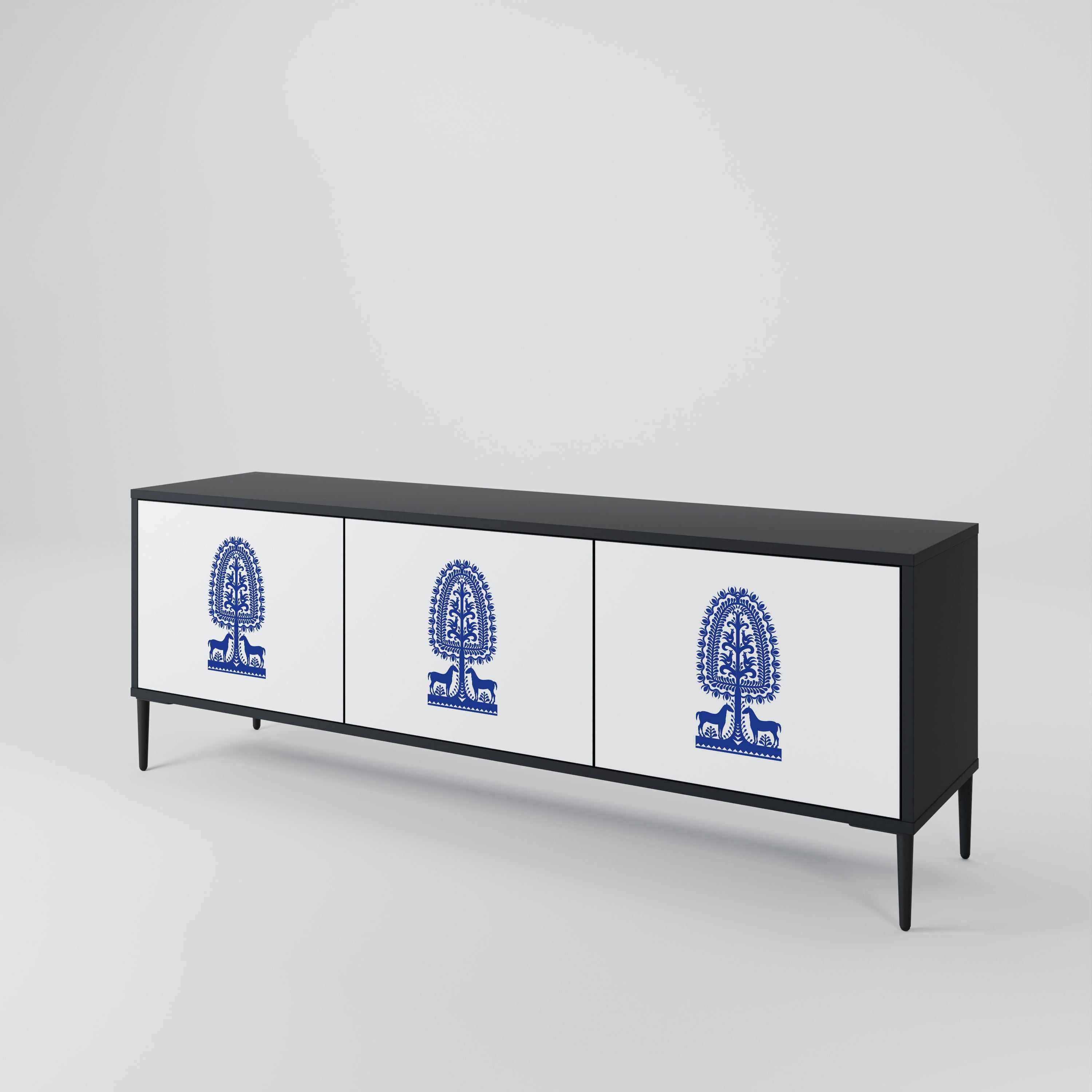 POLISH FOLK ART 3-Door TV Cabinet