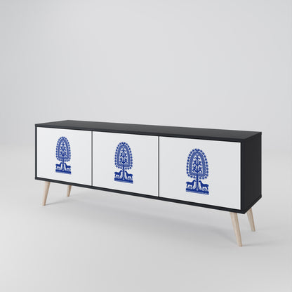 POLISH FOLK ART 3-Door TV Cabinet
