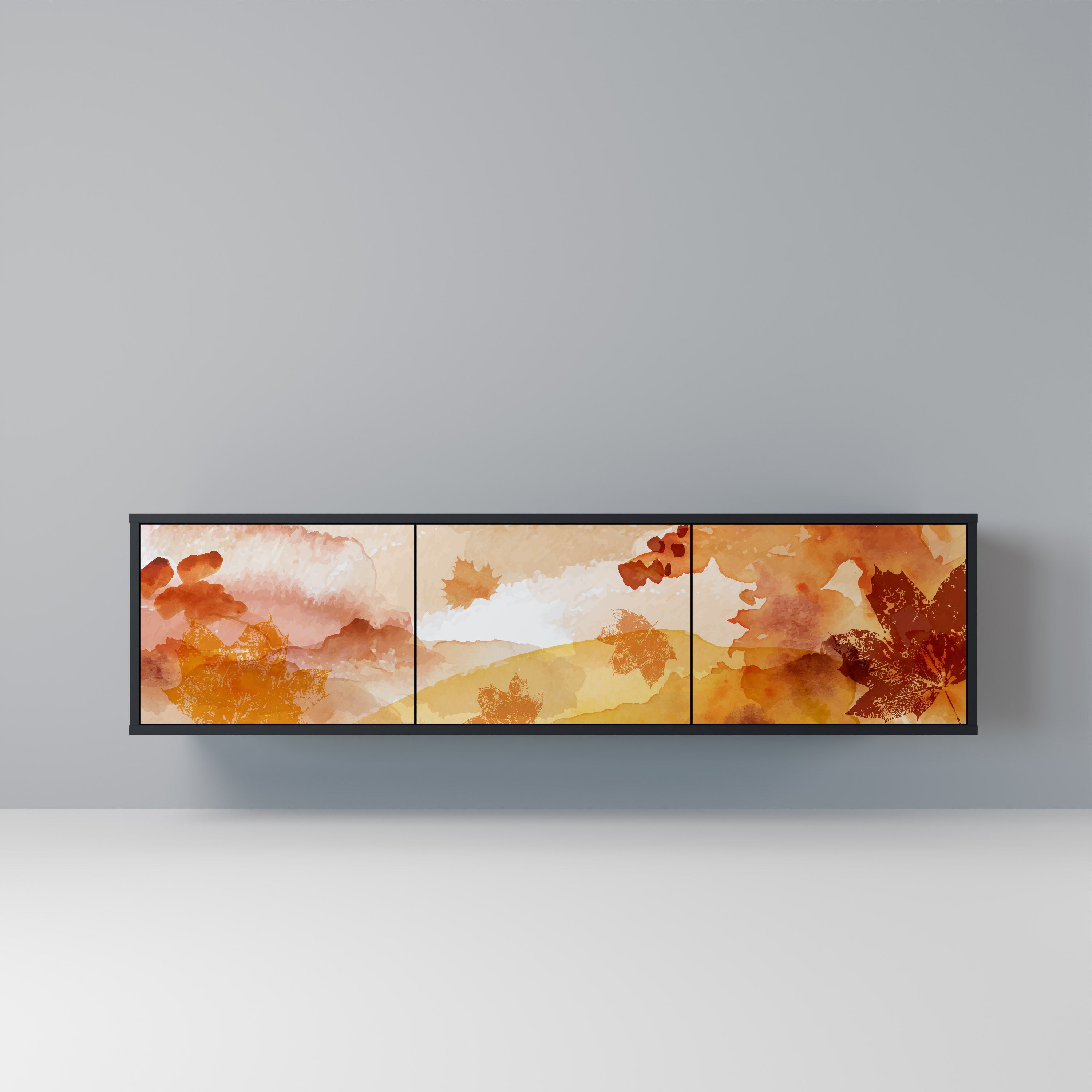 Meuble TV 3 portes TRACES OF AUTUMN finition noire