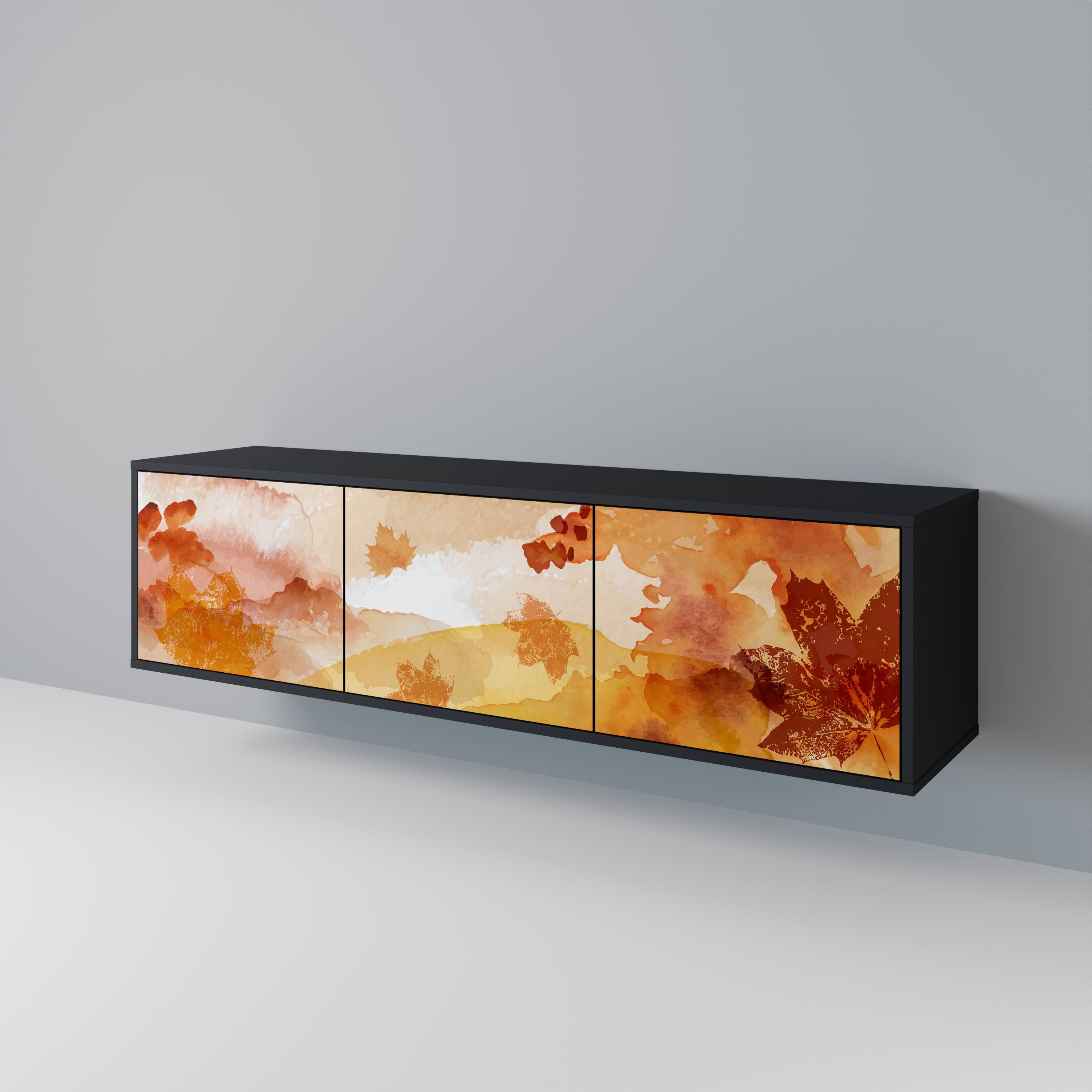 Meuble TV 3 portes TRACES OF AUTUMN finition noire