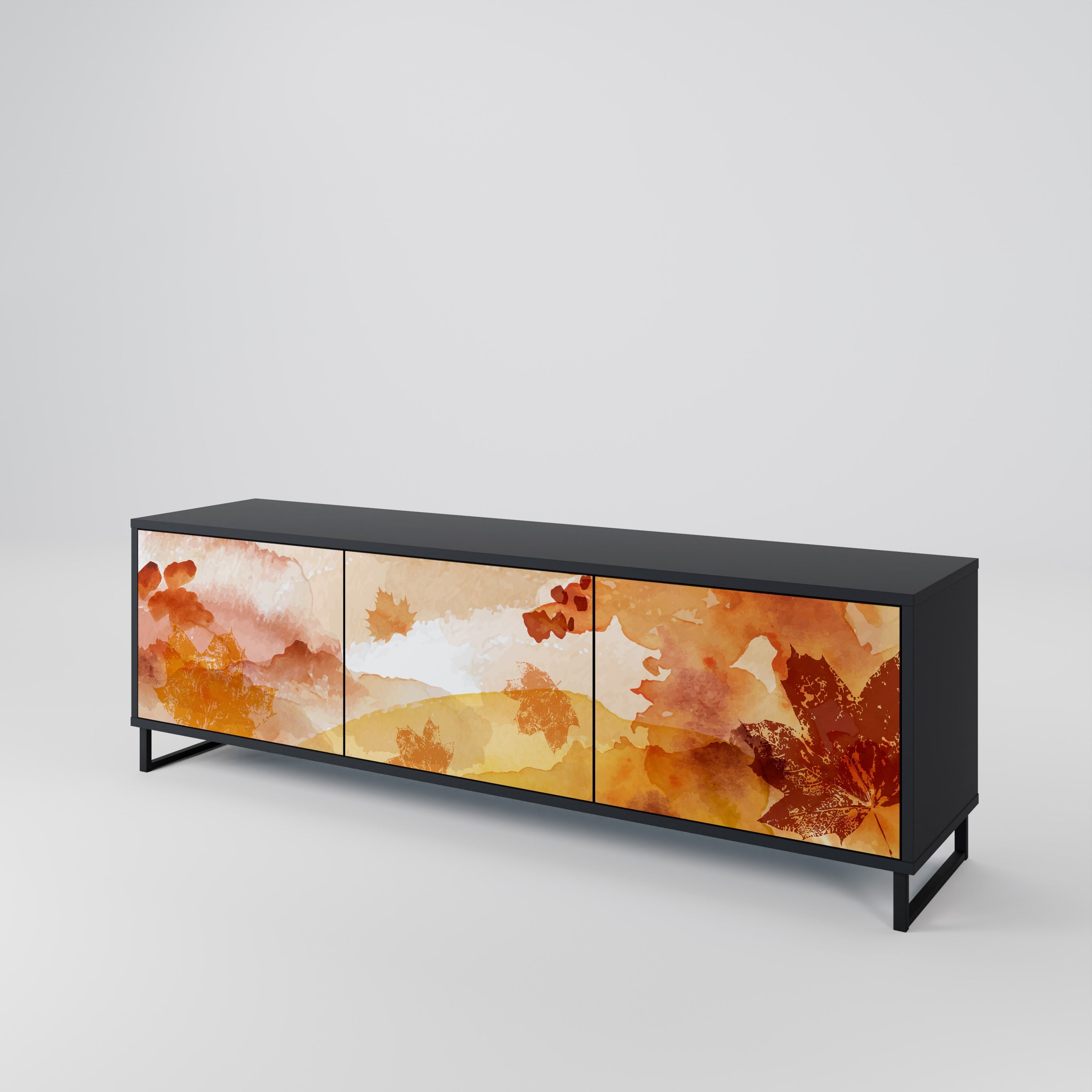 Meuble TV 3 portes TRACES OF AUTUMN finition noire