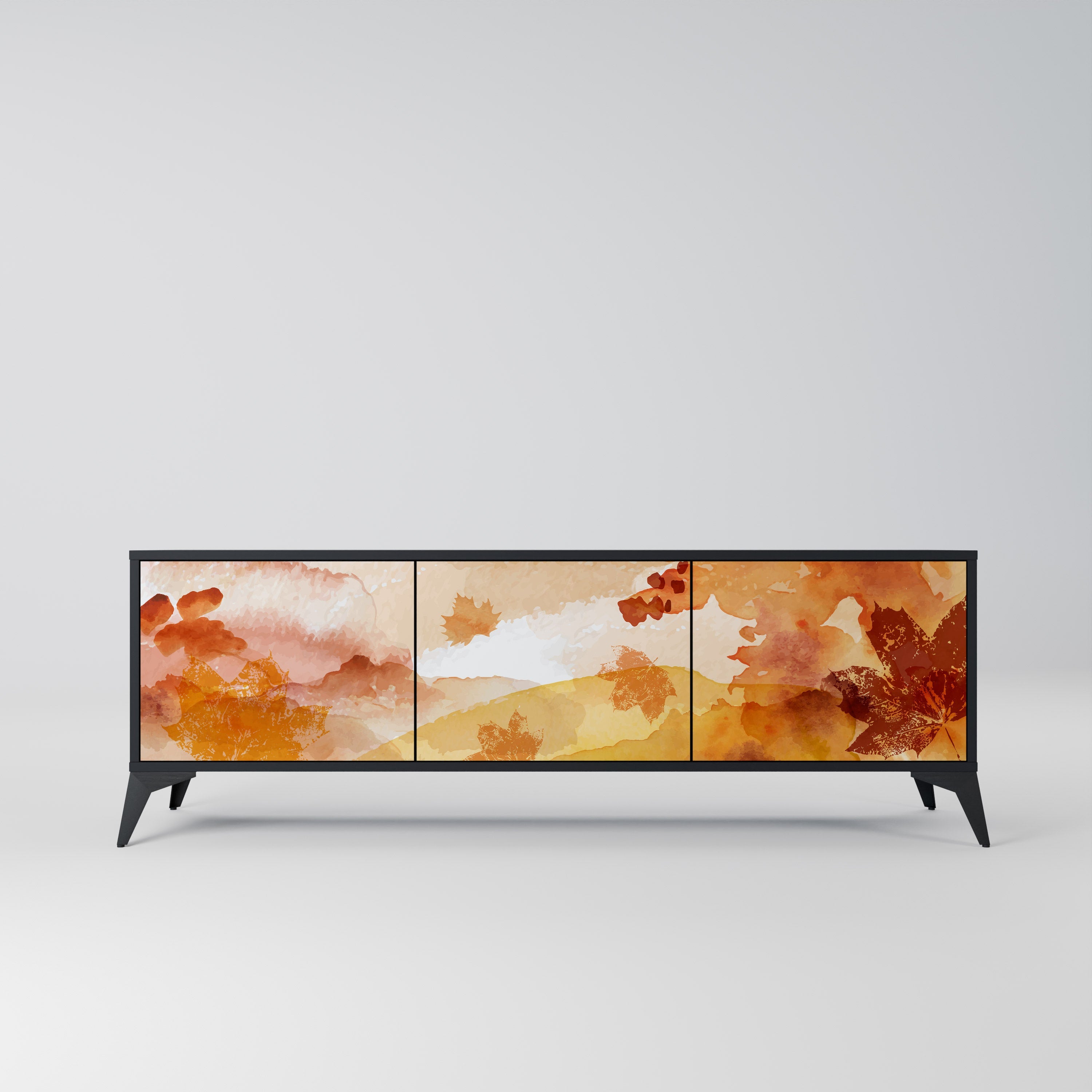 Meuble TV 3 portes TRACES OF AUTUMN finition noire