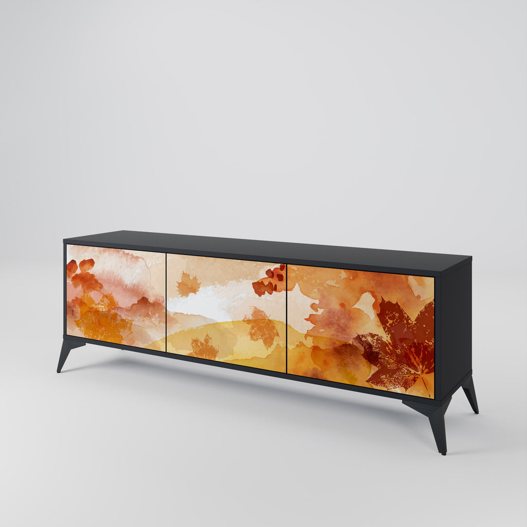Meuble TV 3 portes TRACES OF AUTUMN finition noire