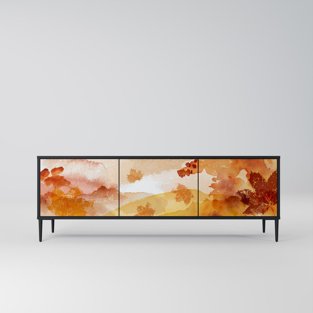 Meuble TV 3 portes TRACES OF AUTUMN finition noire