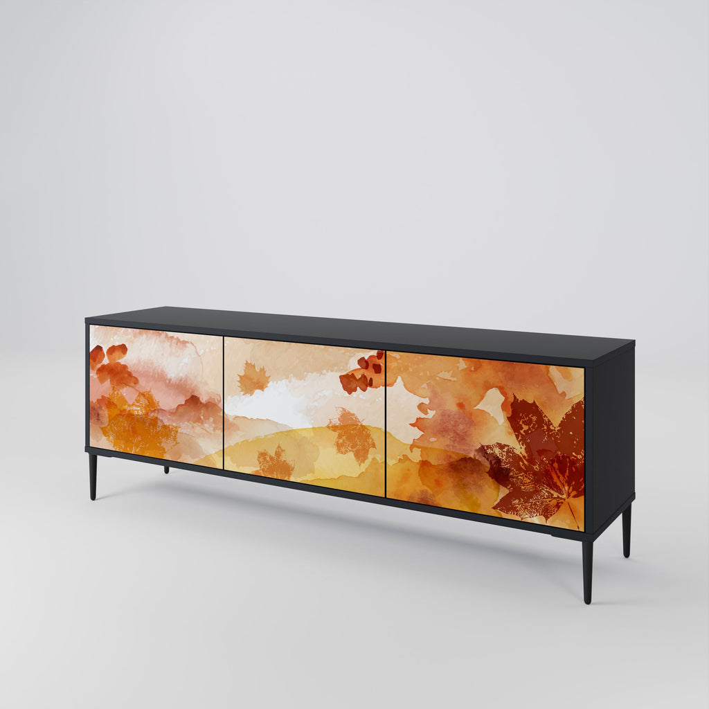 Meuble TV 3 portes TRACES OF AUTUMN finition noire