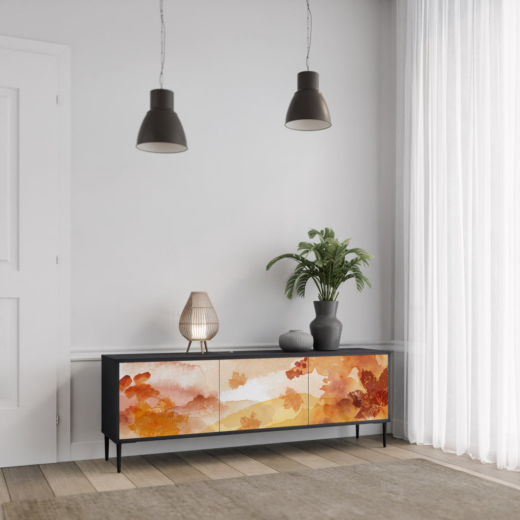 Meuble TV 3 portes TRACES OF AUTUMN finition noire