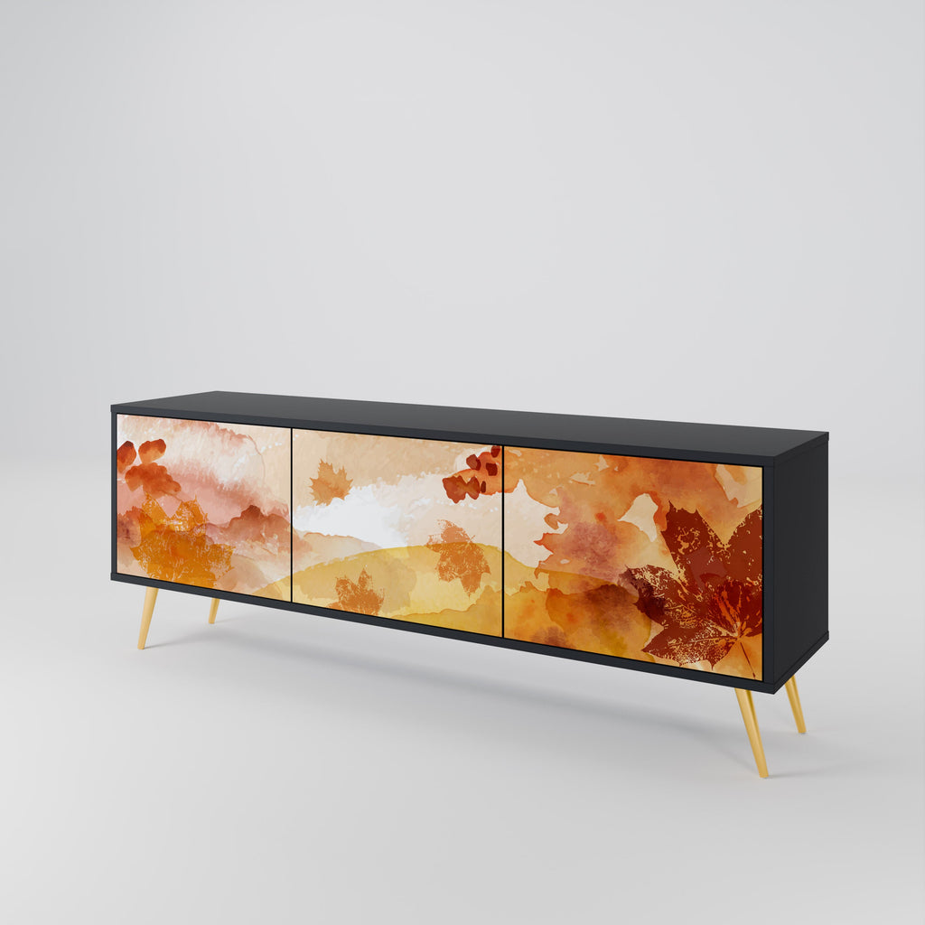 Meuble TV 3 portes TRACES OF AUTUMN finition noire