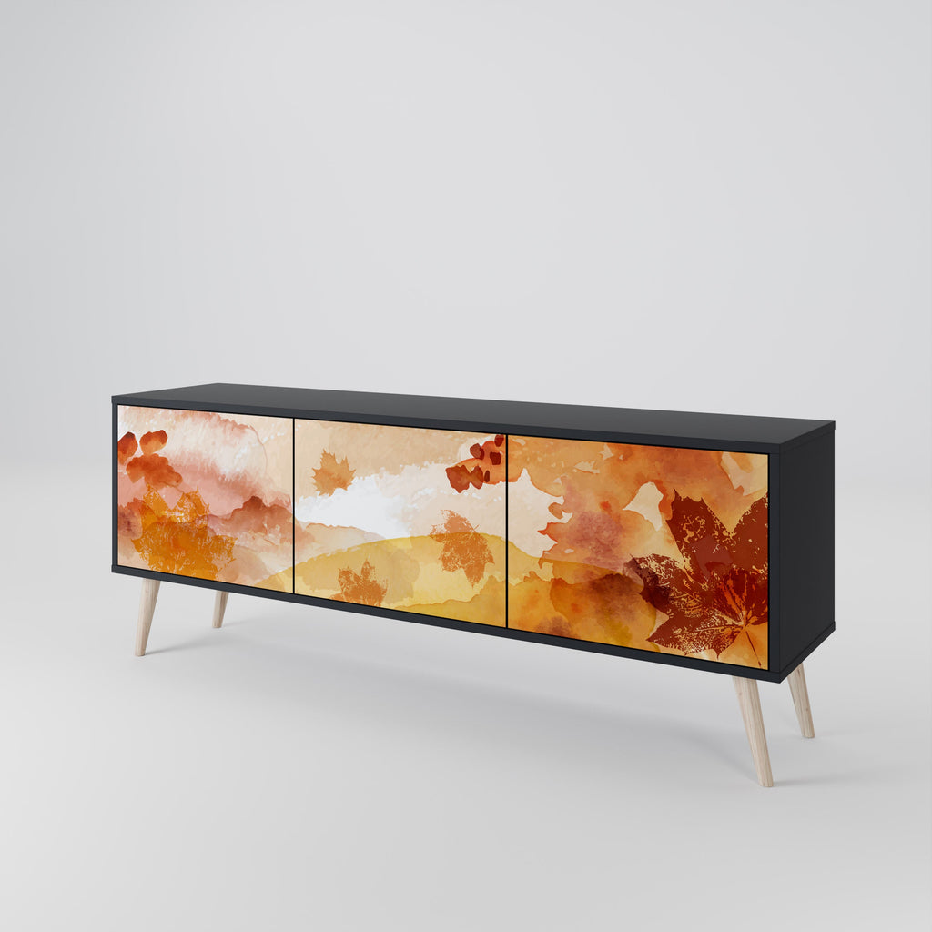 Meuble TV 3 portes TRACES OF AUTUMN finition noire