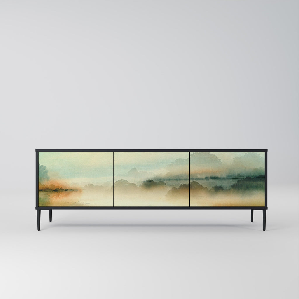 Meuble TV 3 portes MORNING BY THE LAKE en finition noire