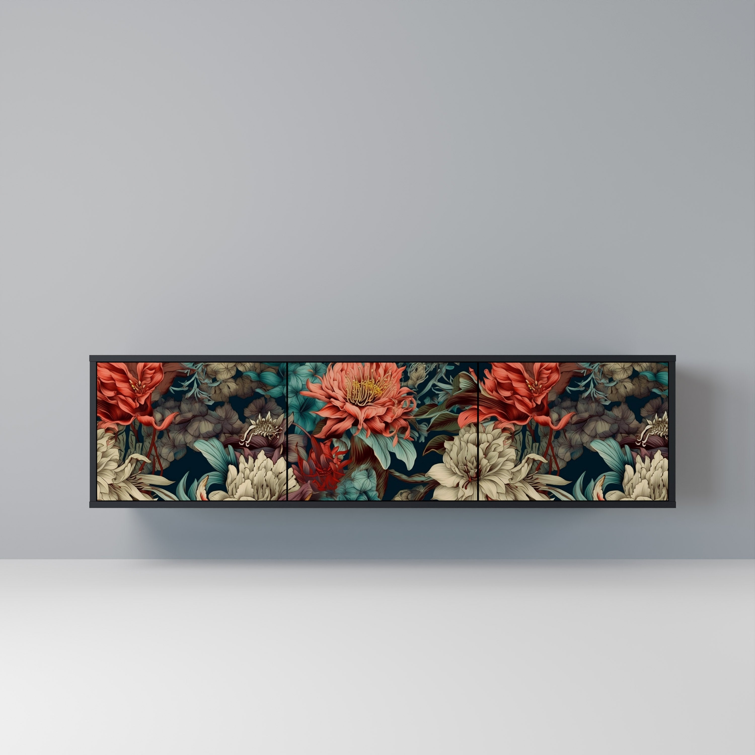 Meuble TV 3 portes SPROUTING GRACE finition noire