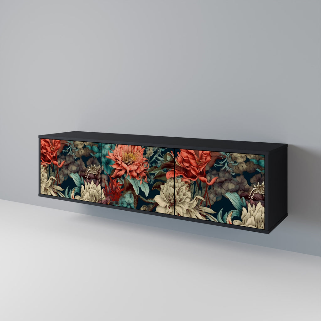 Meuble TV 3 portes SPROUTING GRACE finition noire