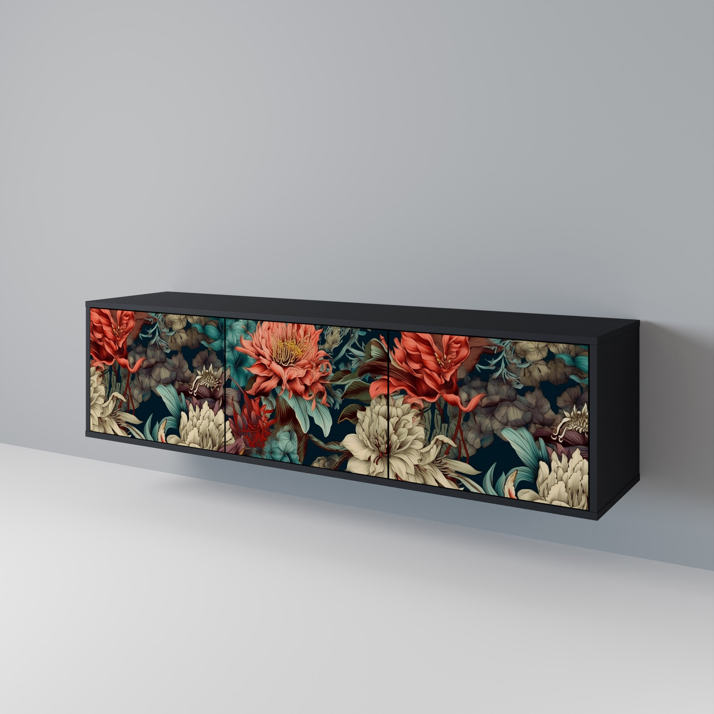 Meuble TV 3 portes SPROUTING GRACE finition noire