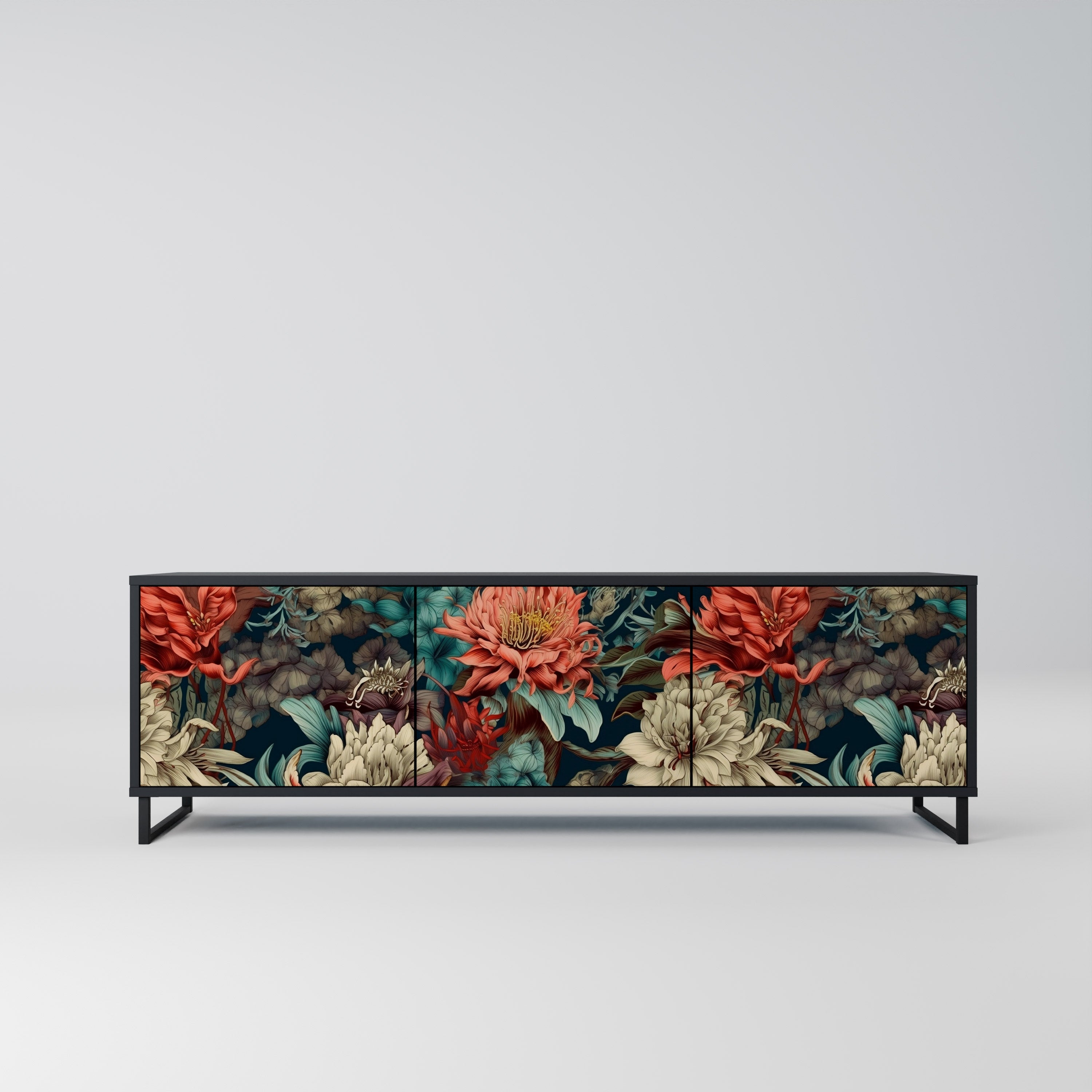 Meuble TV 3 portes SPROUTING GRACE finition noire