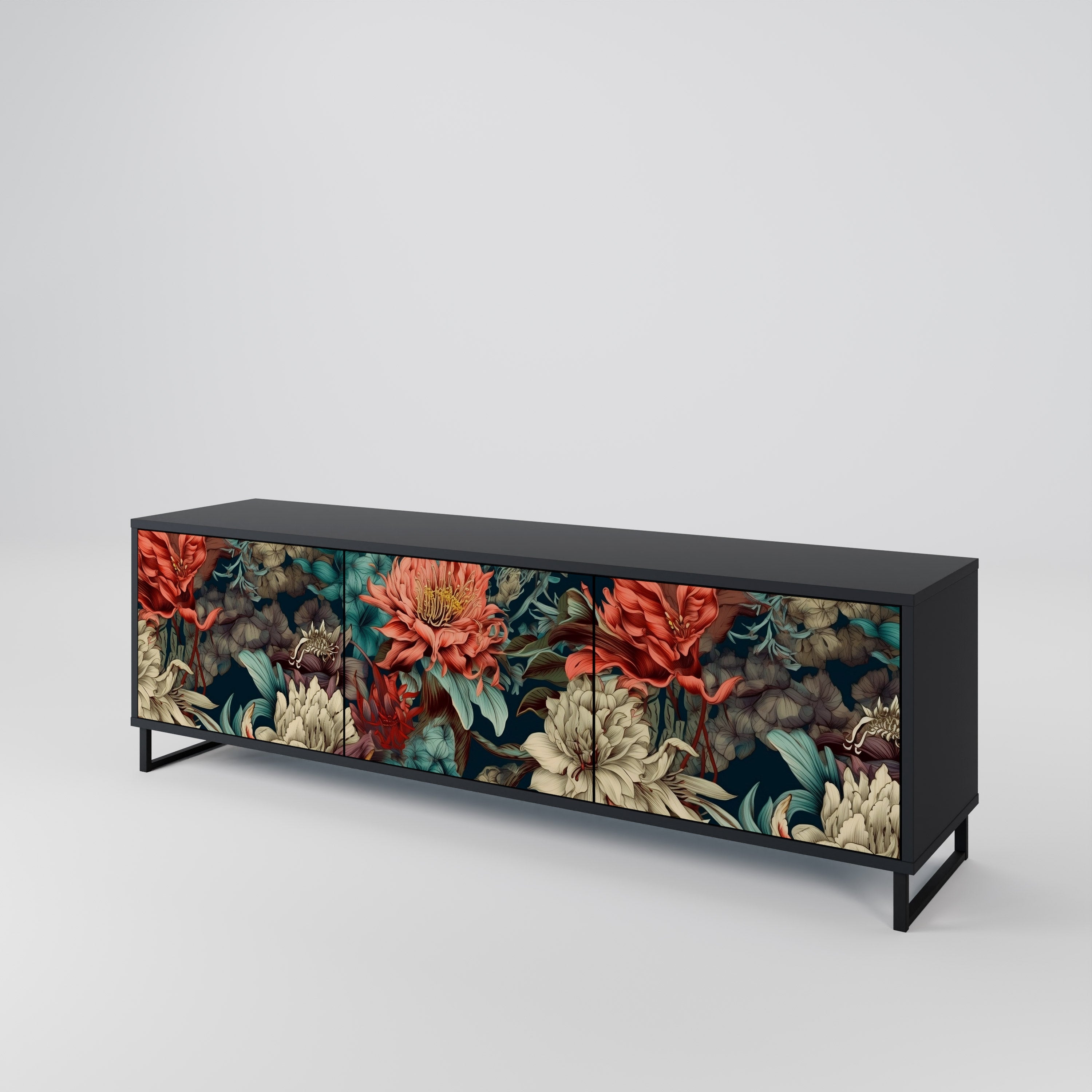 Meuble TV 3 portes SPROUTING GRACE finition noire