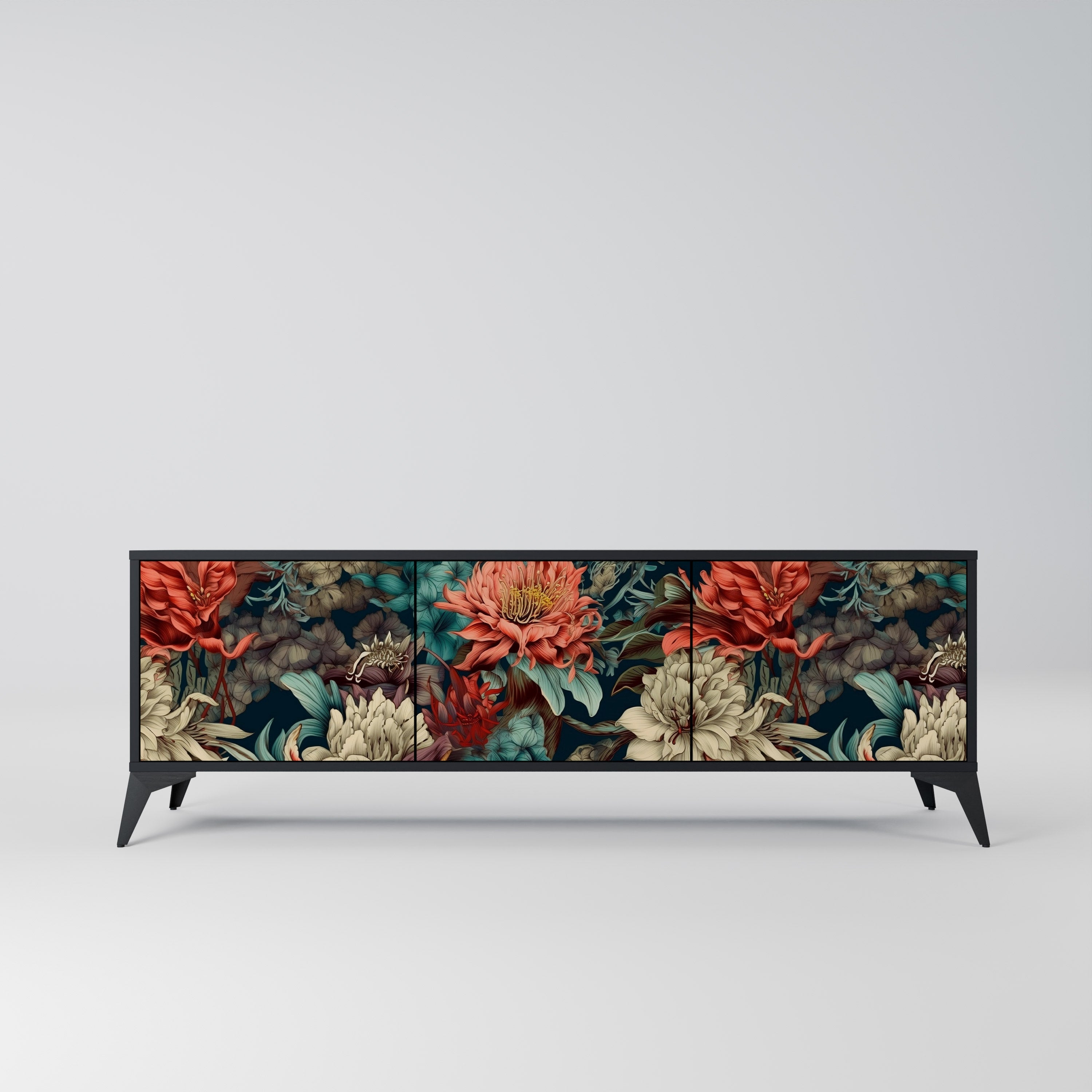 Meuble TV 3 portes SPROUTING GRACE finition noire