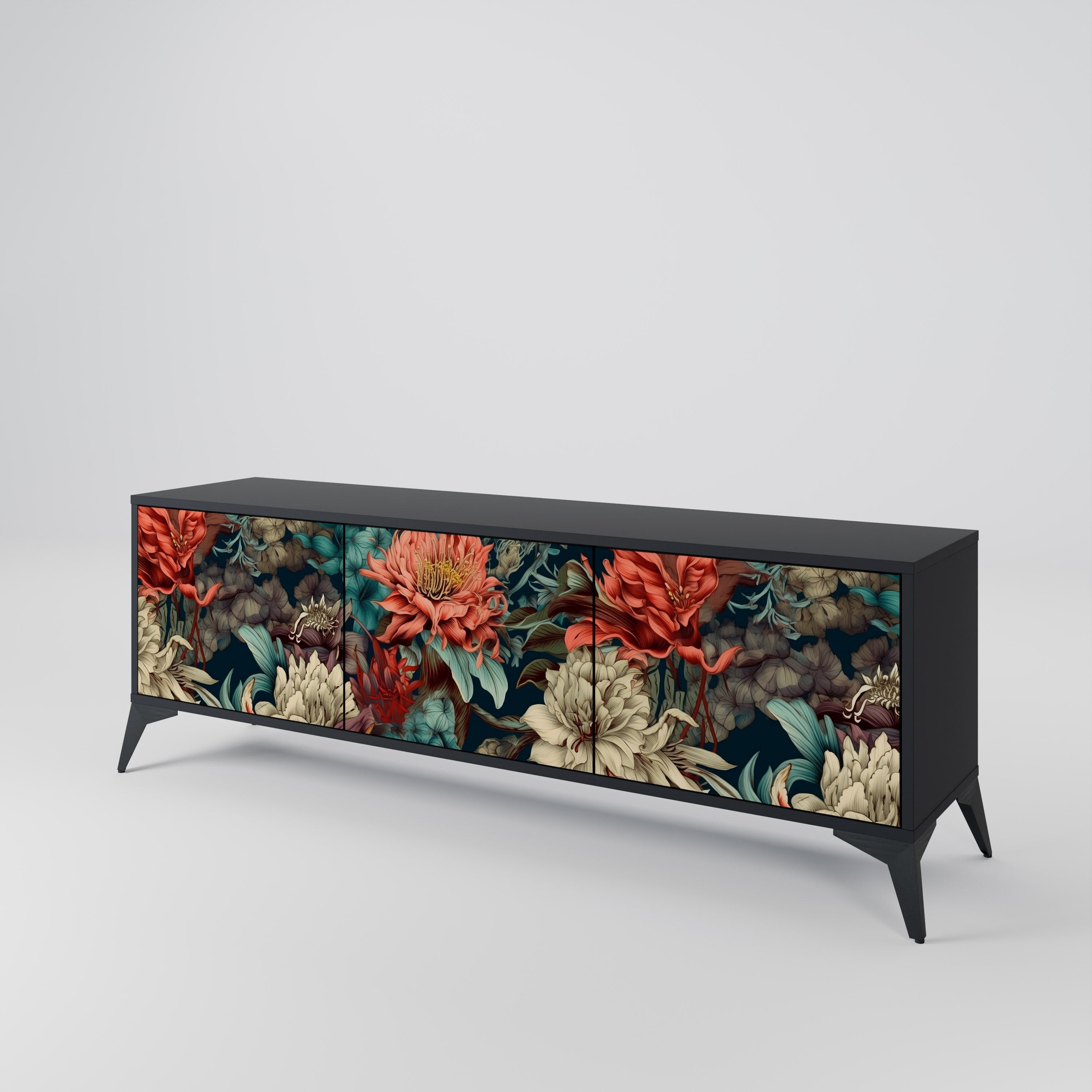 Meuble TV 3 portes SPROUTING GRACE finition noire