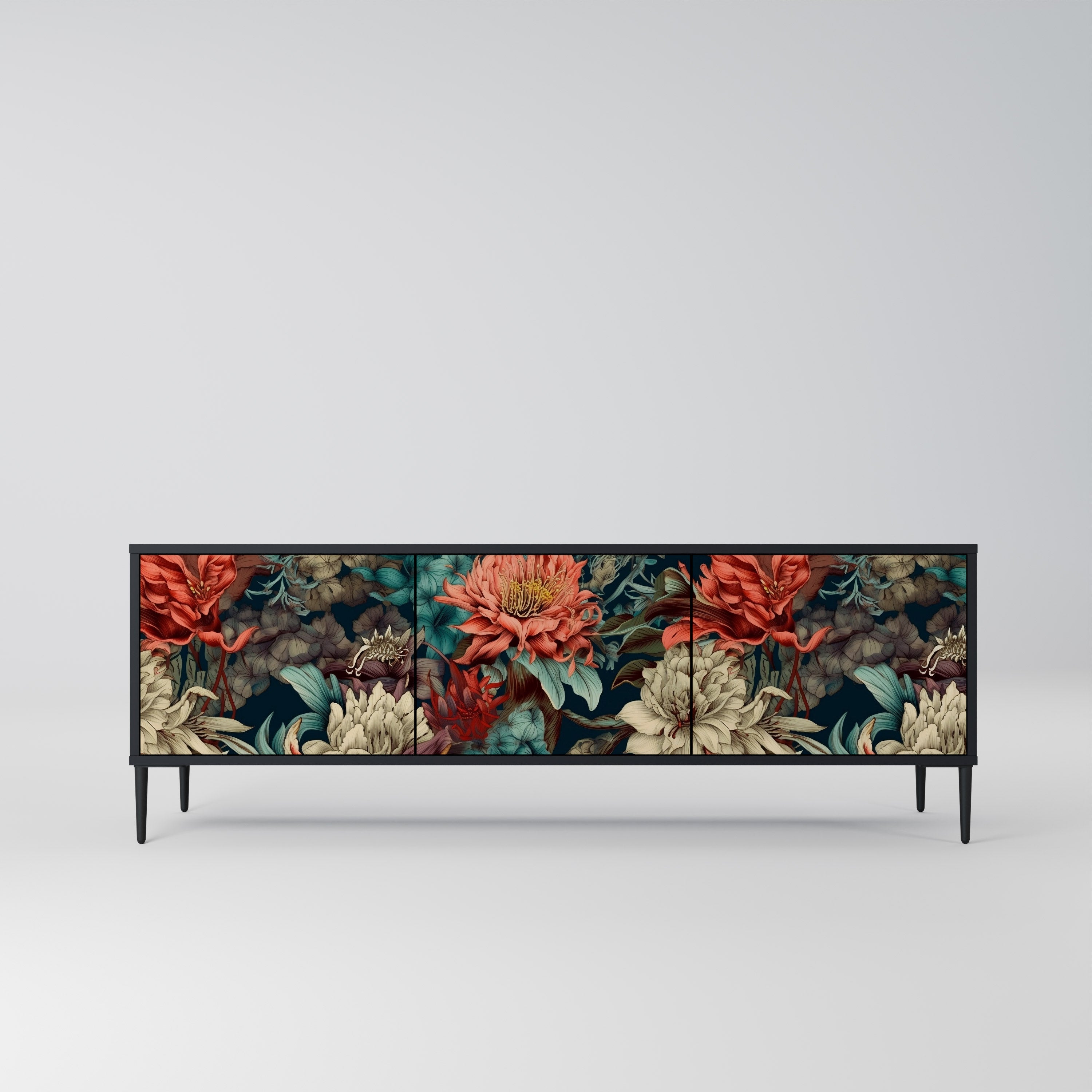 Meuble TV 3 portes SPROUTING GRACE finition noire