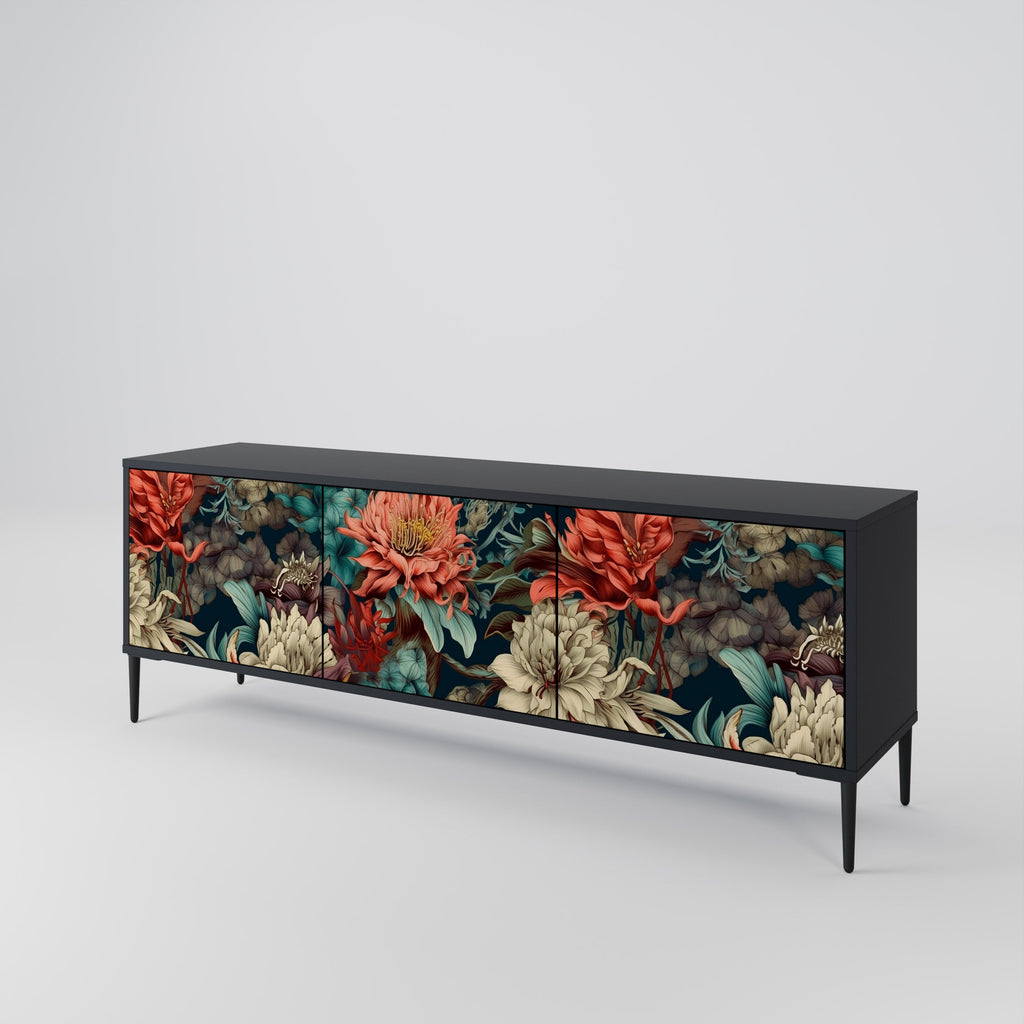 Meuble TV 3 portes SPROUTING GRACE finition noire