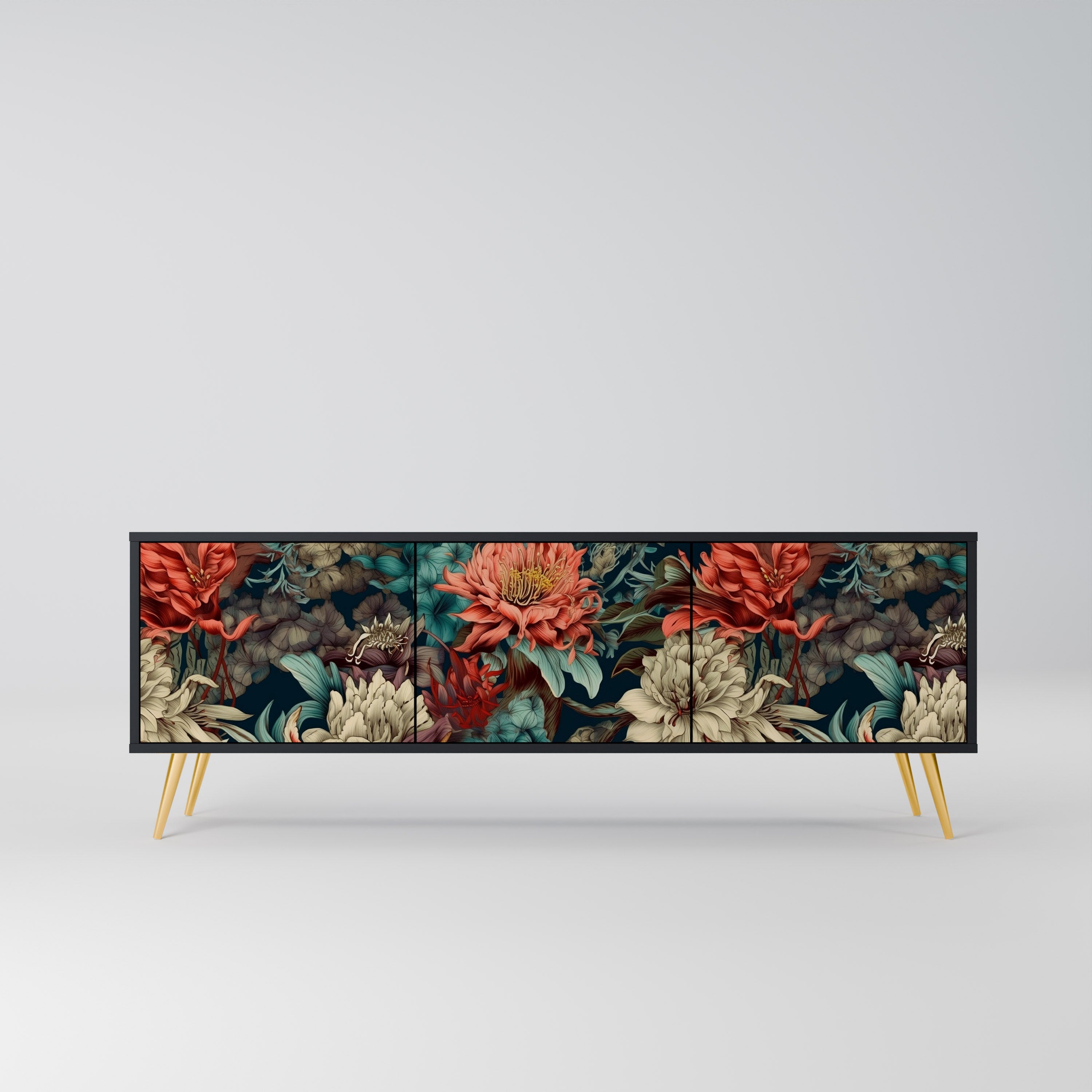 Meuble TV 3 portes SPROUTING GRACE finition noire