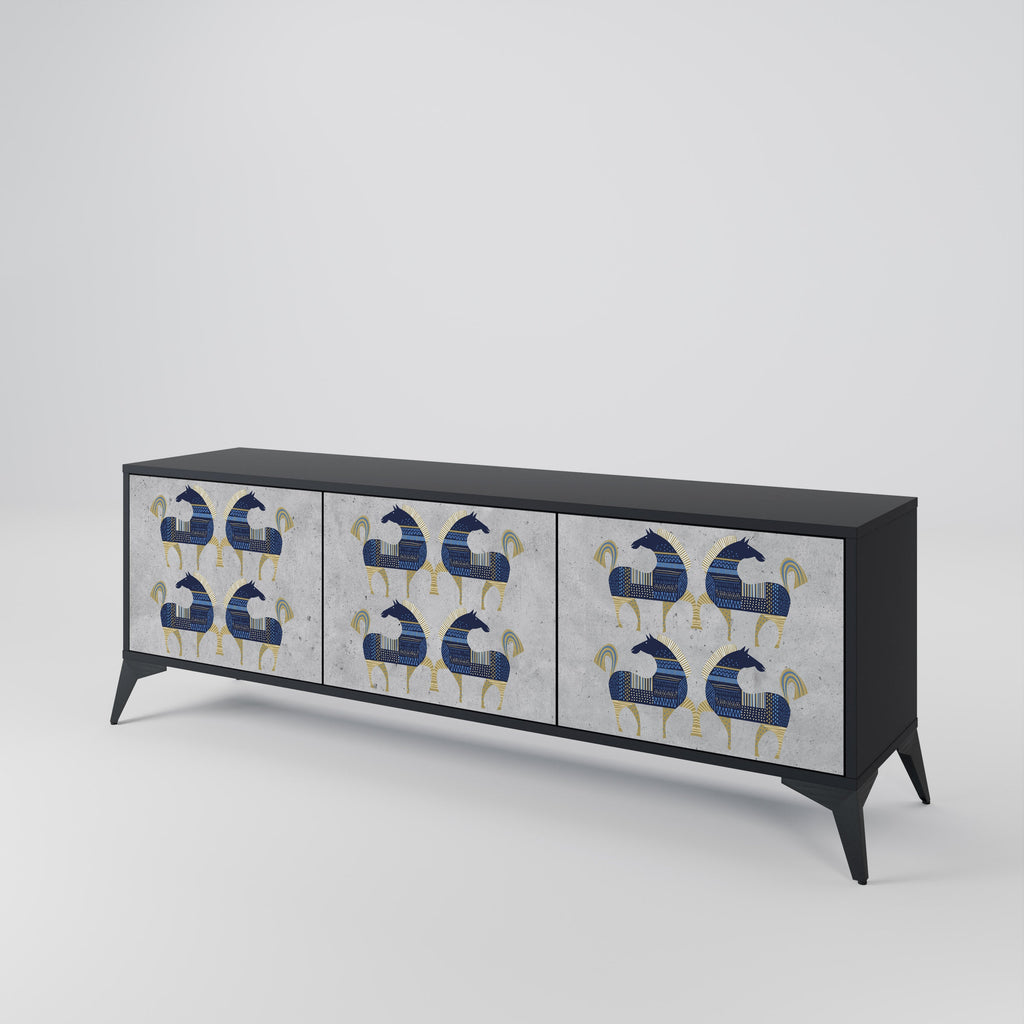 Meuble TV 3 portes MAJESTIC STEED finition noire