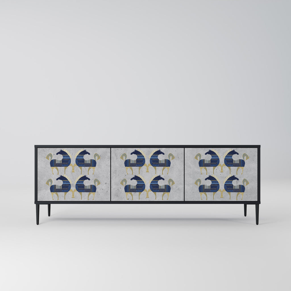 Meuble TV 3 portes MAJESTIC STEED finition noire