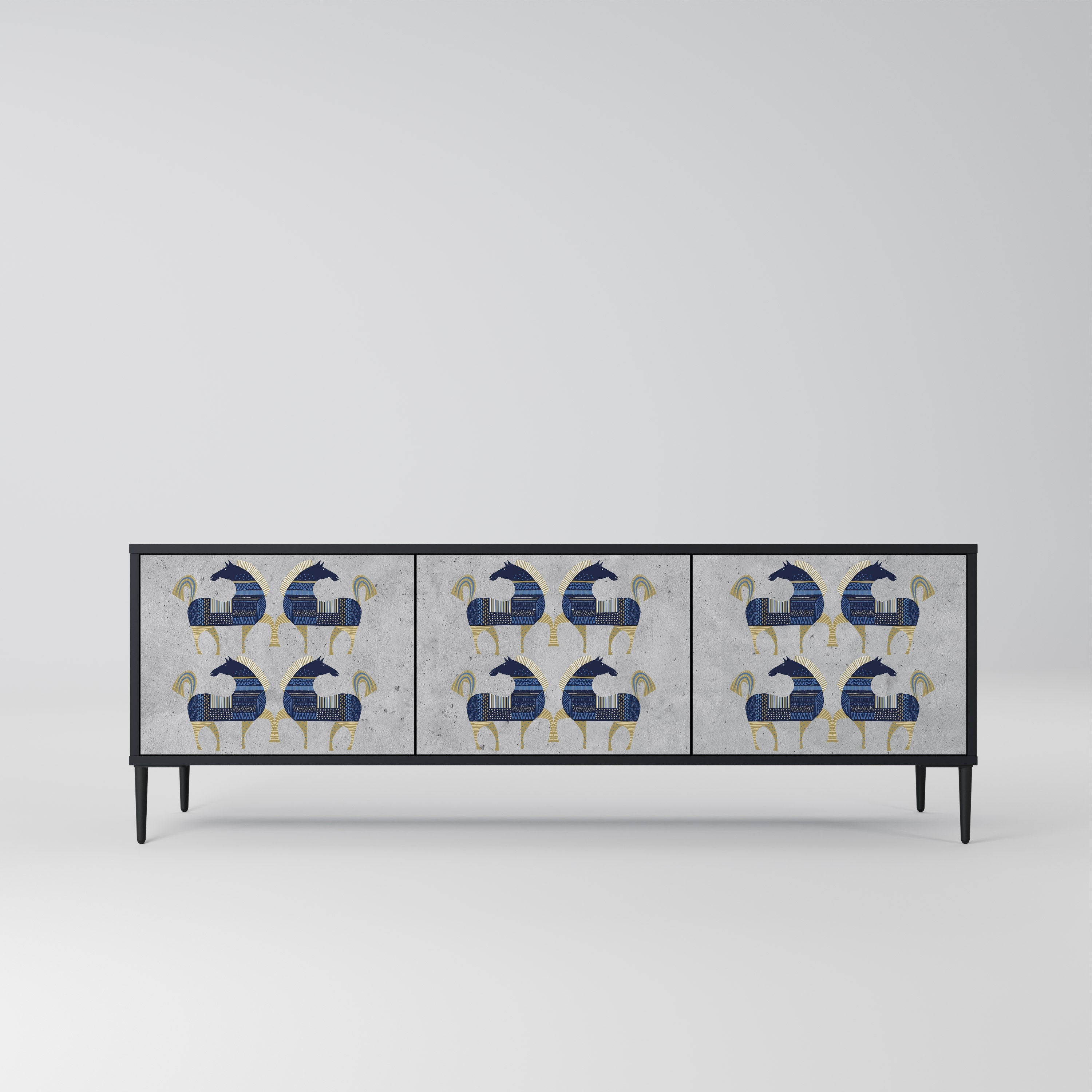 Meuble TV 3 portes MAJESTIC STEED finition noire