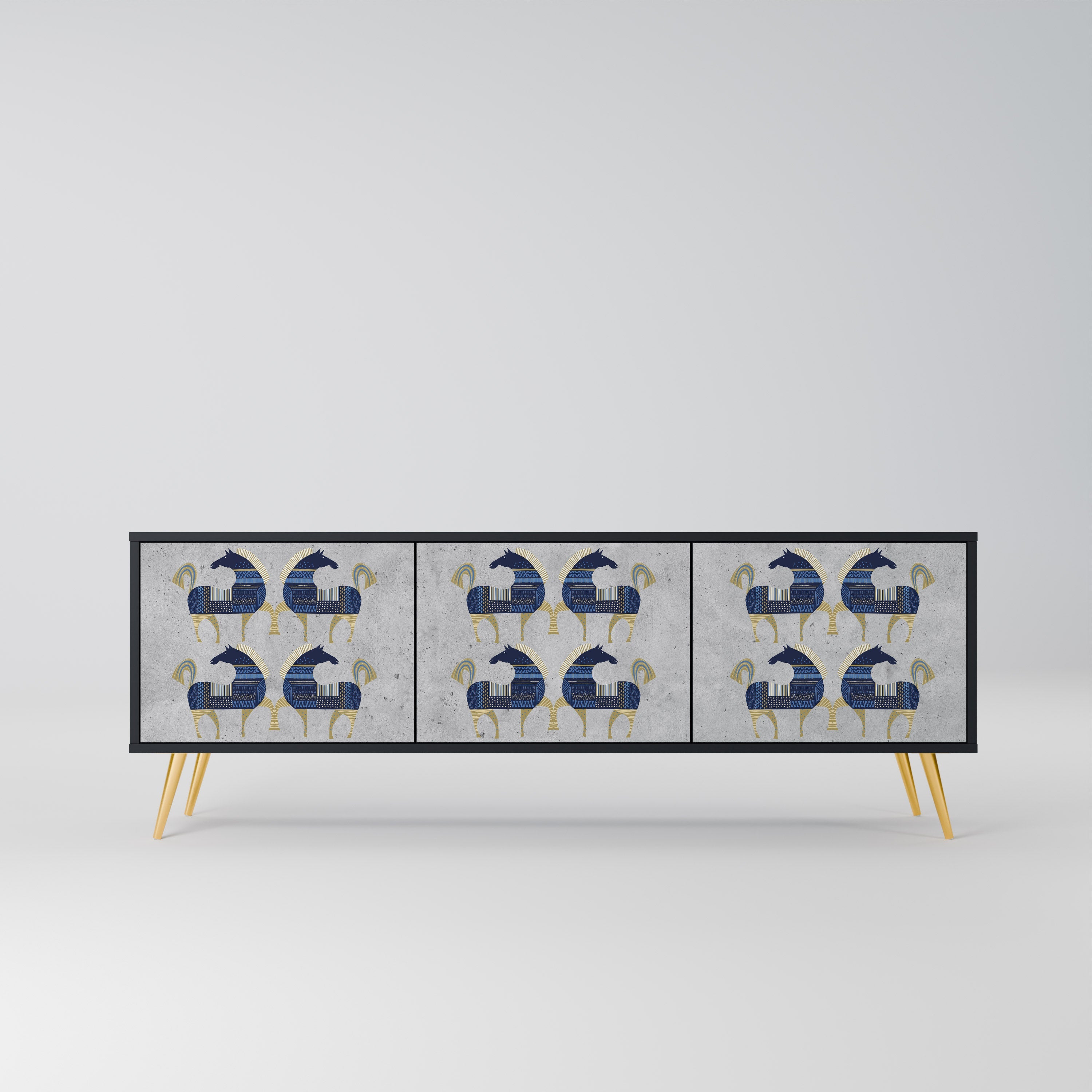 Meuble TV 3 portes MAJESTIC STEED finition noire