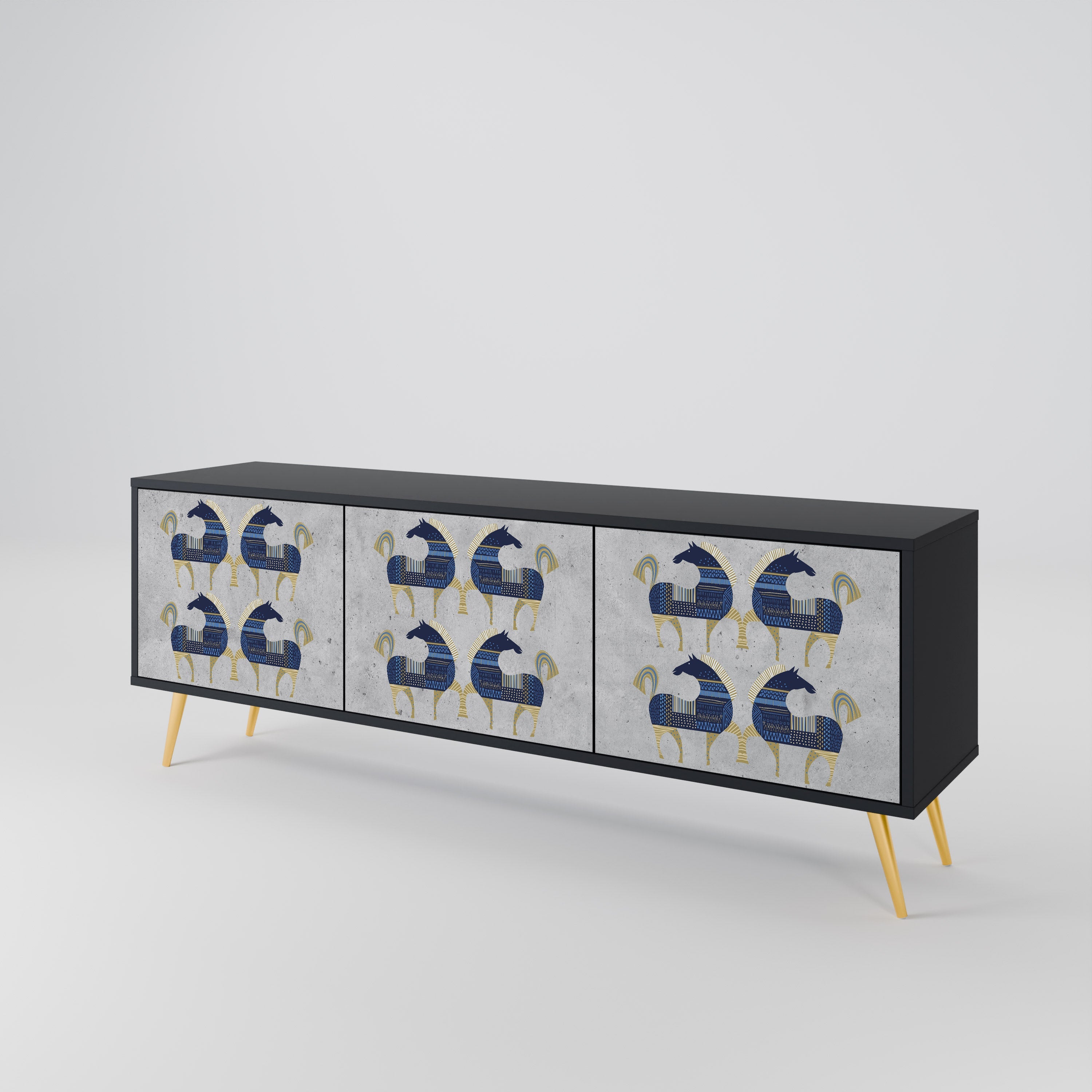 Meuble TV 3 portes MAJESTIC STEED finition noire