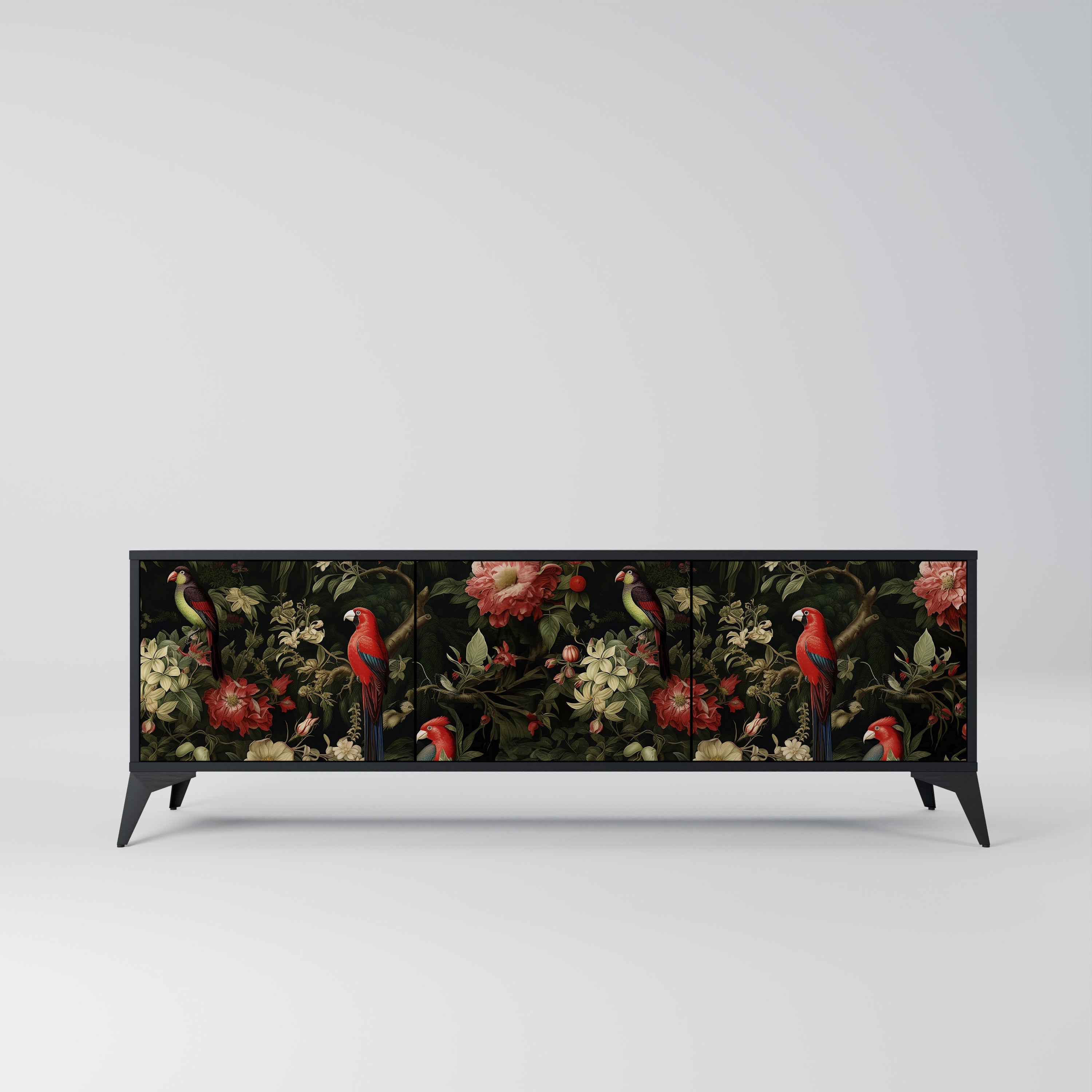 Meuble TV 3 portes AVIAN GREENERY finition noire