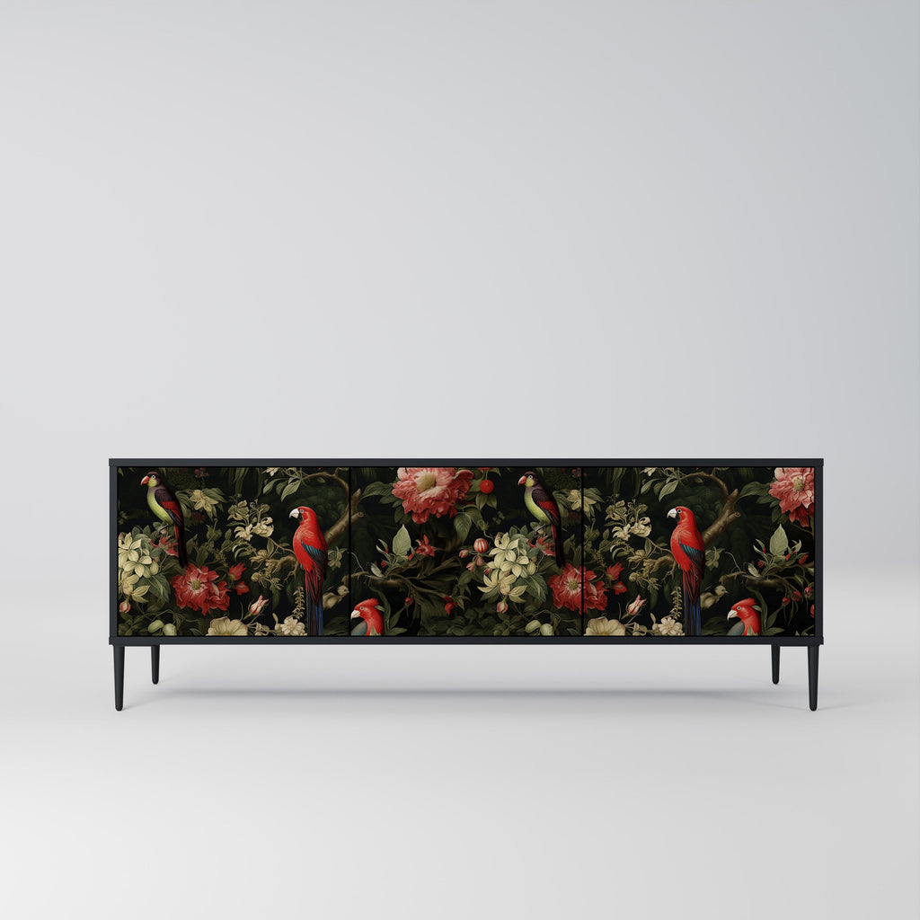 Meuble TV 3 portes AVIAN GREENERY finition noire