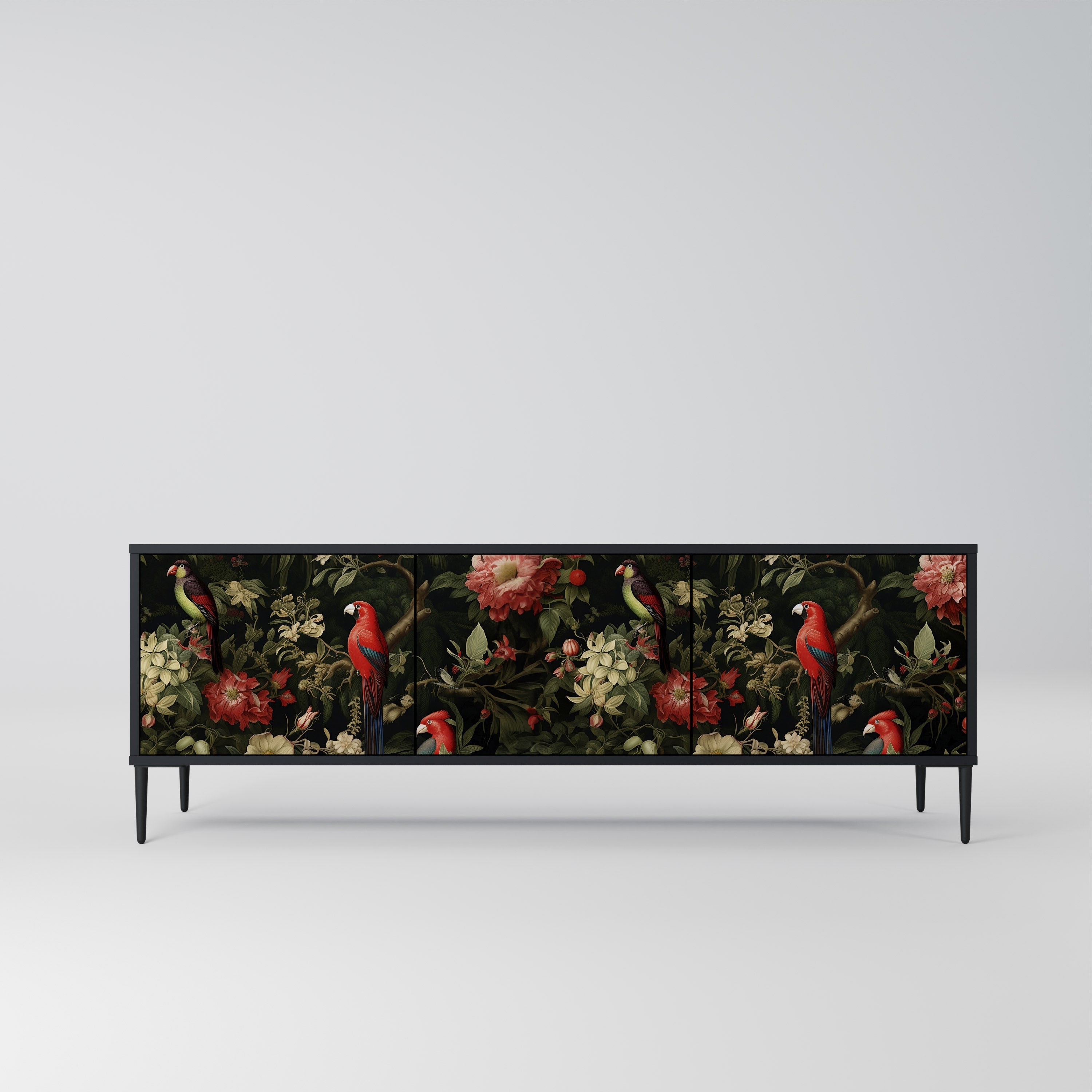 Meuble TV 3 portes AVIAN GREENERY finition noire