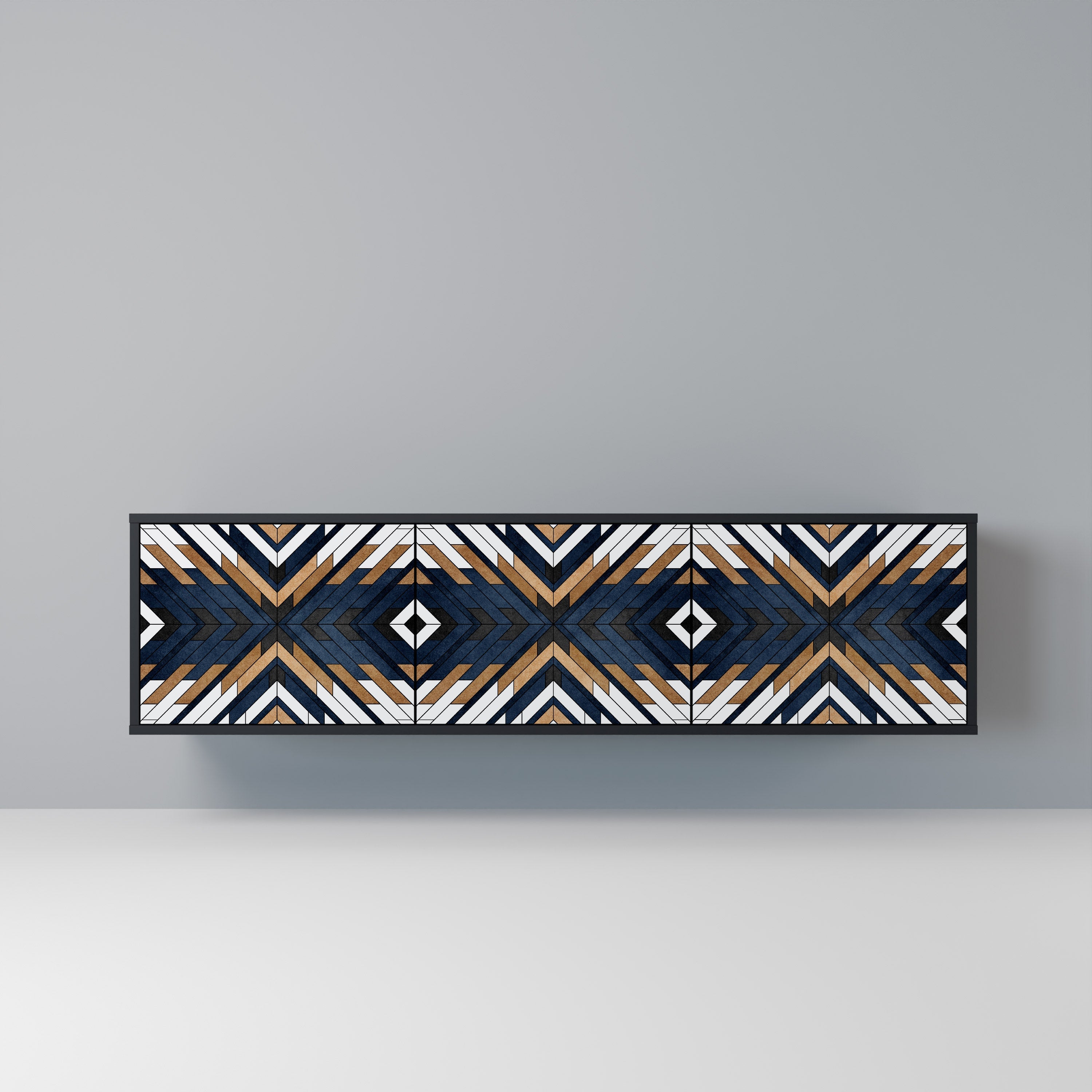 Meuble TV 3 portes ARTFUL GEOMETRY en finition noire